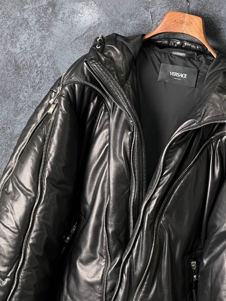 Versace Versace Black hooded cowhide zippered down jacket Size US S / EU 44-46 / 1 - 5 Thumbnail