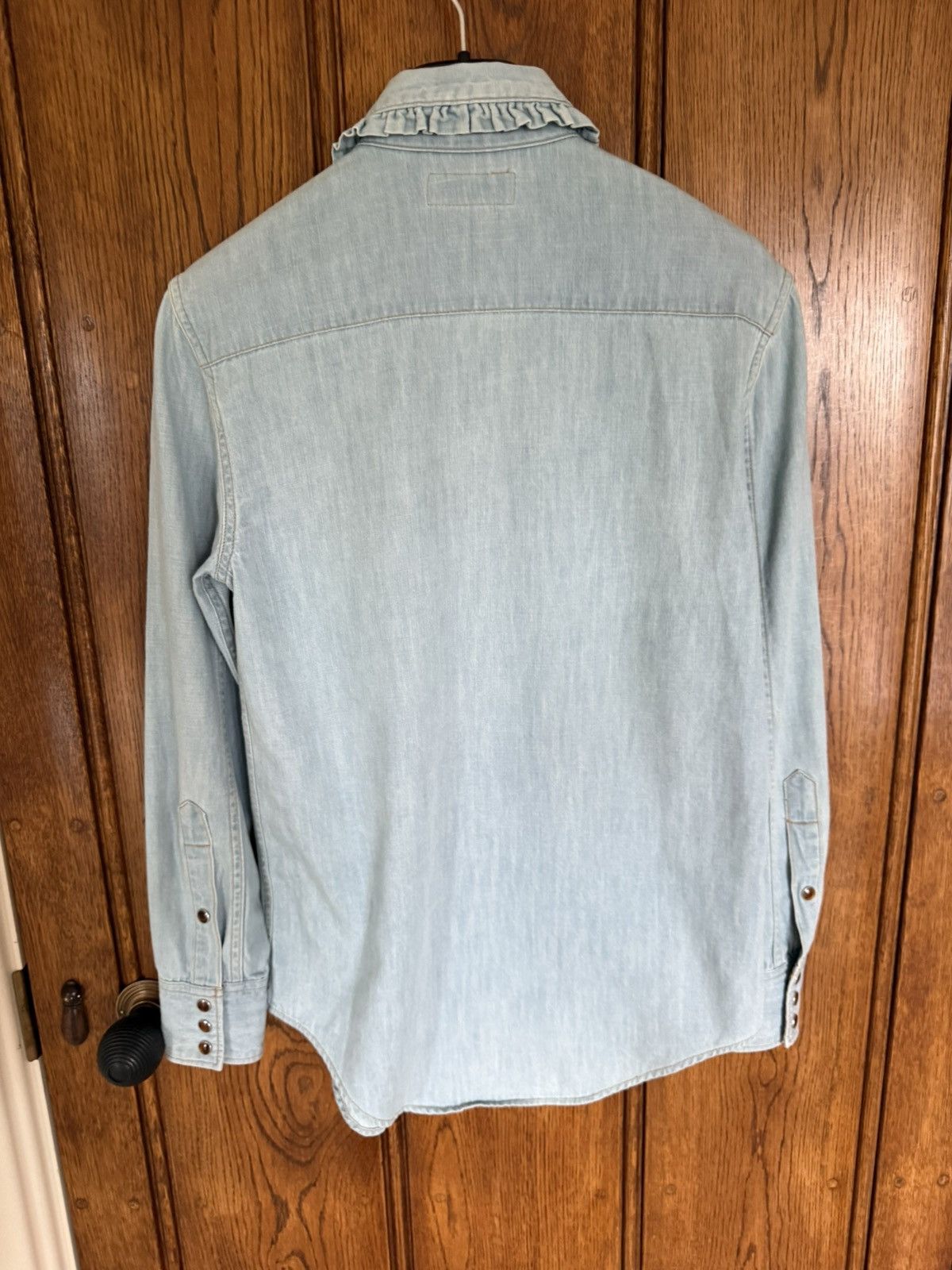 Saint Laurent Paris SS16 Saint Laurent ruffle collar blue denim shirt Hedi surf Size US S / EU 44-46 / 1 - 13 Thumbnail