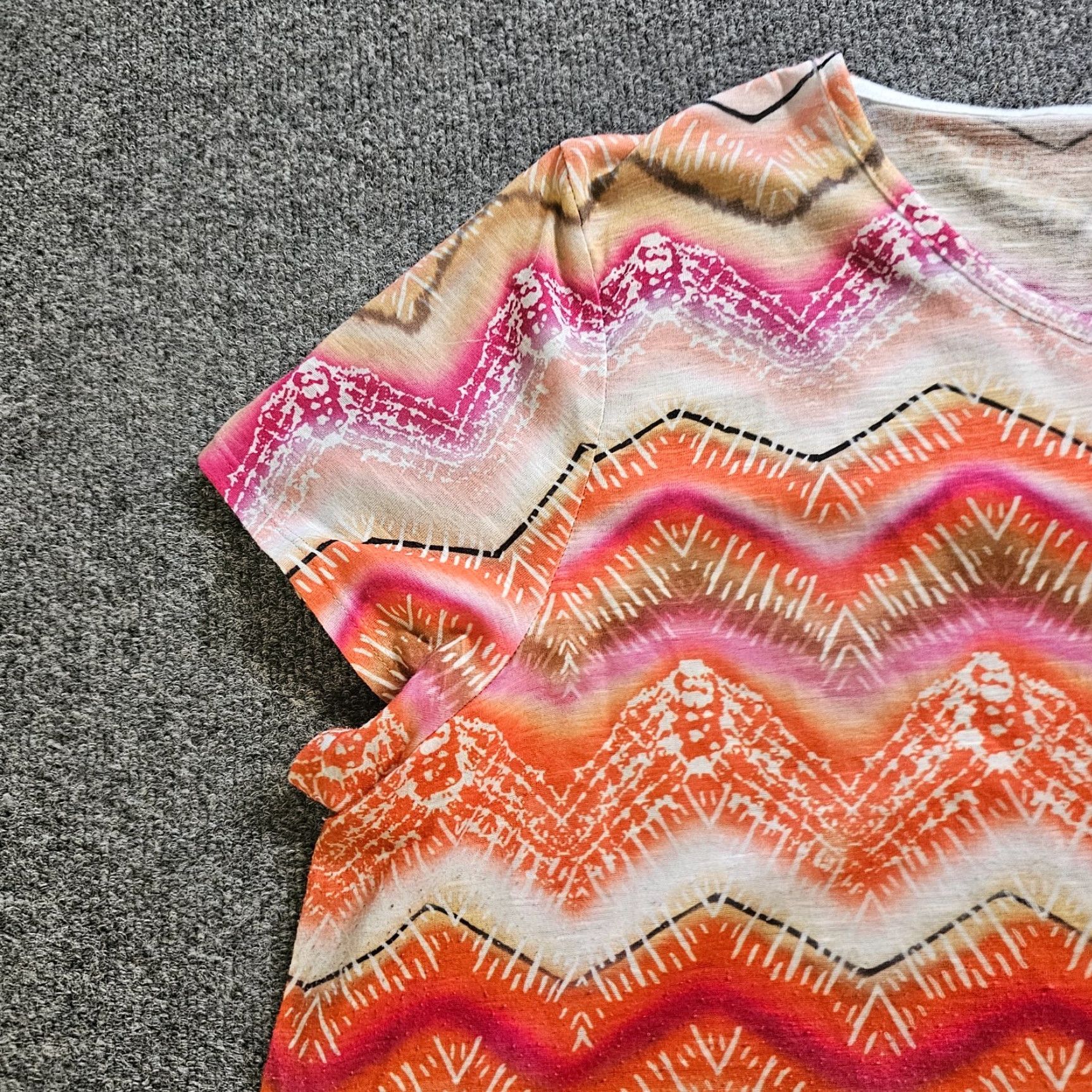 Vintage Chico's Blouse Shirt Womens 2XL Pink Orange Striped Short Sleeve Round Neck Knit Basic Casual Size XXL / US 16-18 / IT 52-54 - 5 Thumbnail