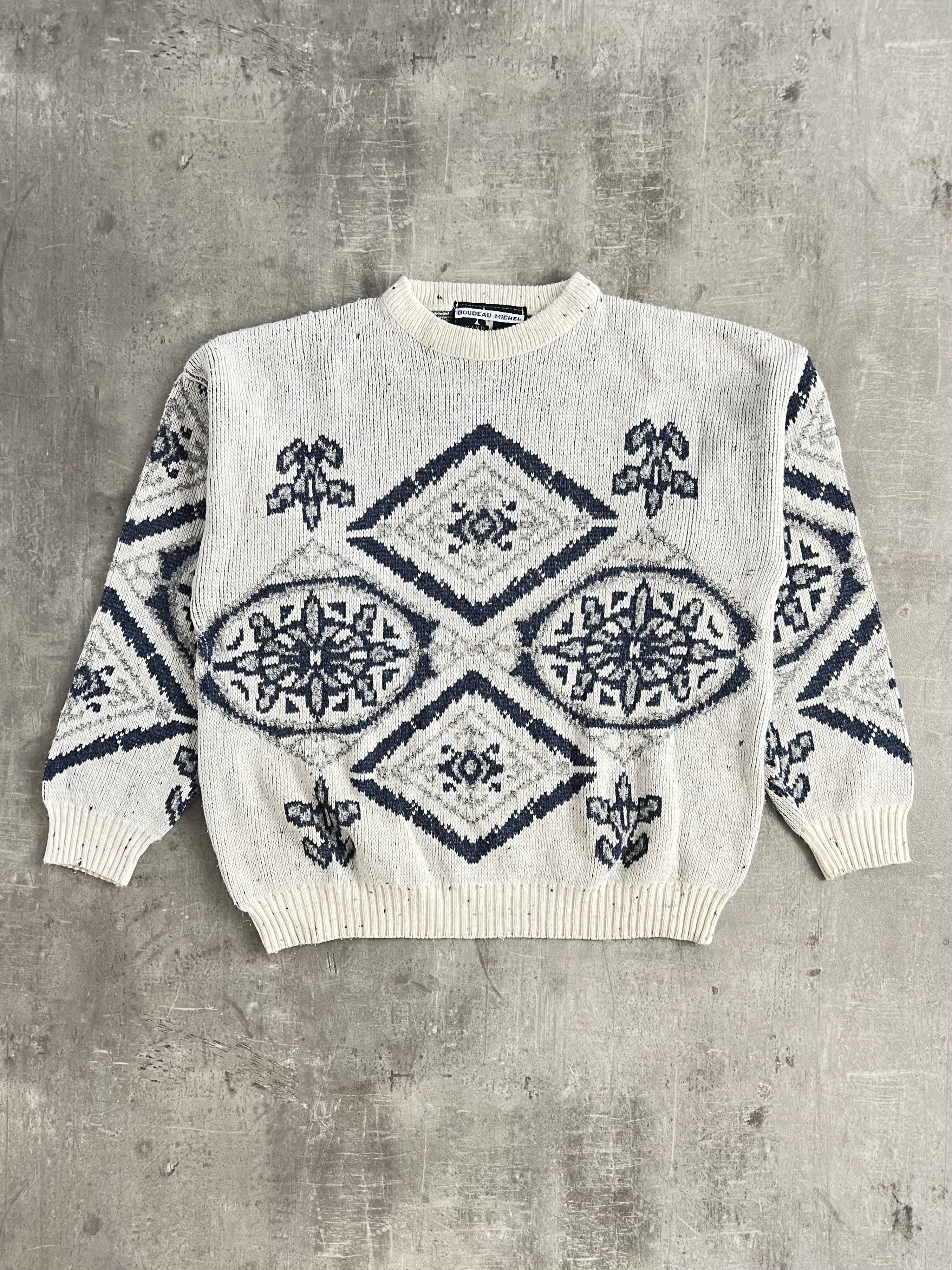 Vintage Armand Thiery Pattern Knit White Made In France Small Size US S / EU 44-46 / 1 - 1 Thumbnail