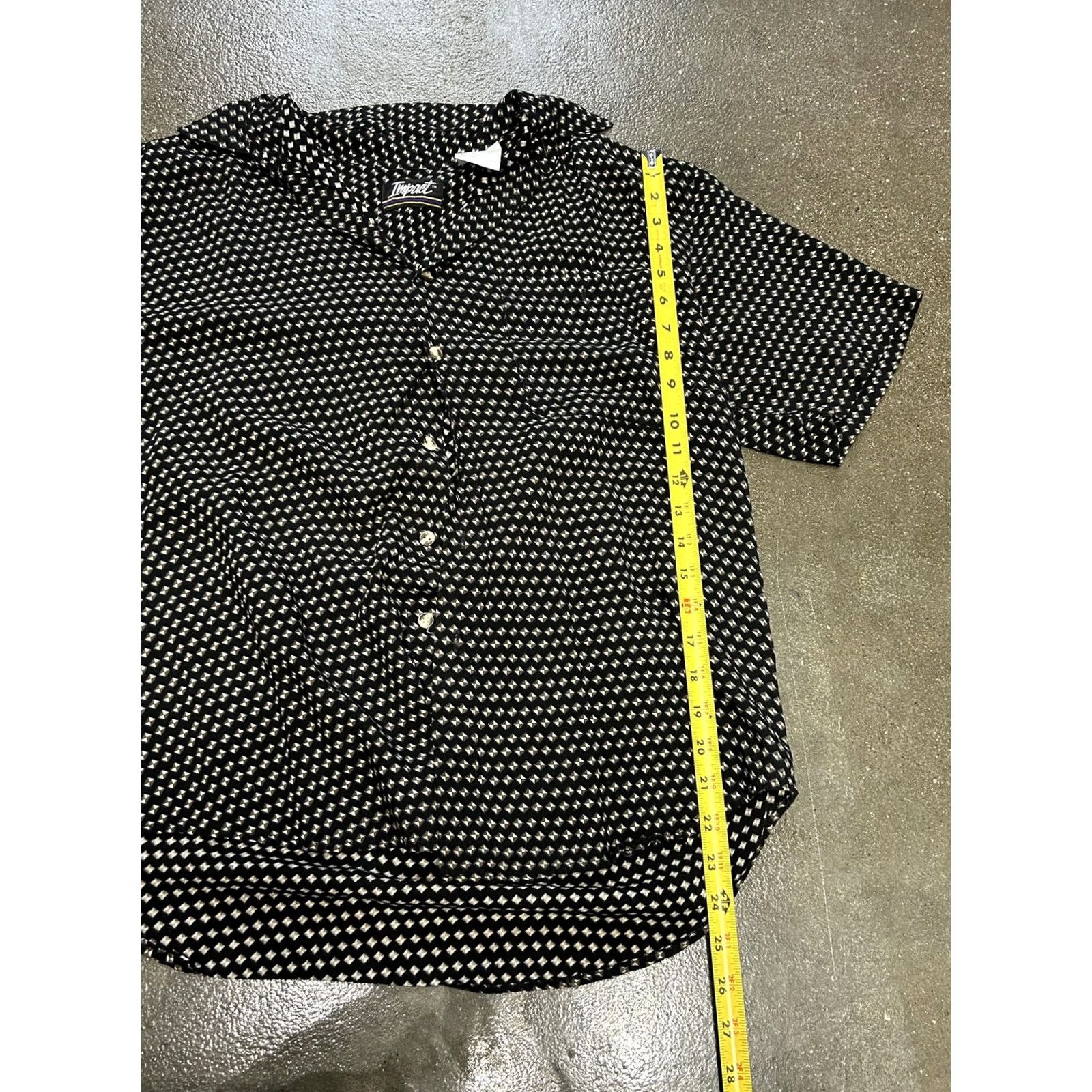 Vintage Impact Shirt Mens Large Black Geometric Print Button Front Rayon Short Sleeve Size US M / EU 48-50 / 2 - 4 Thumbnail
