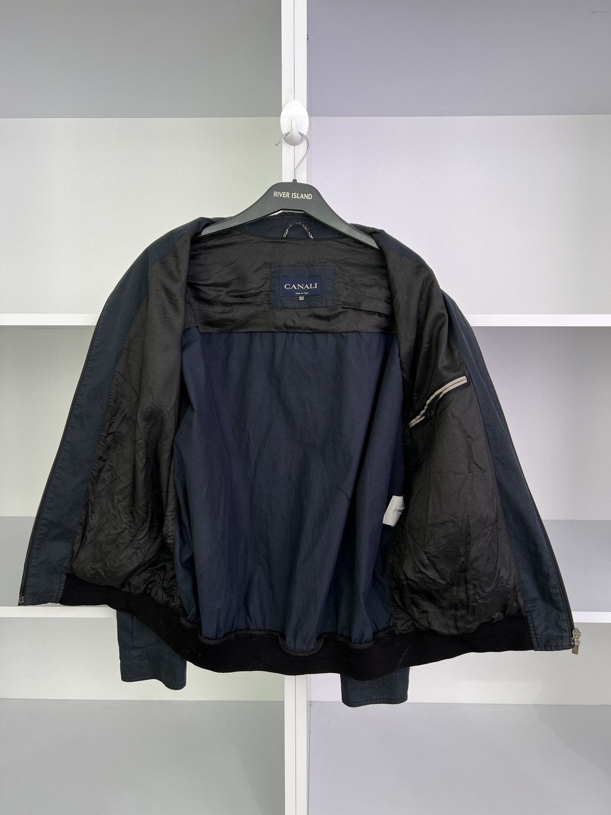 Canali × Designer × Vintage Vintage Canali Bomber Navy Jacket Size US M / EU 48-50 / 2 - 10 Thumbnail