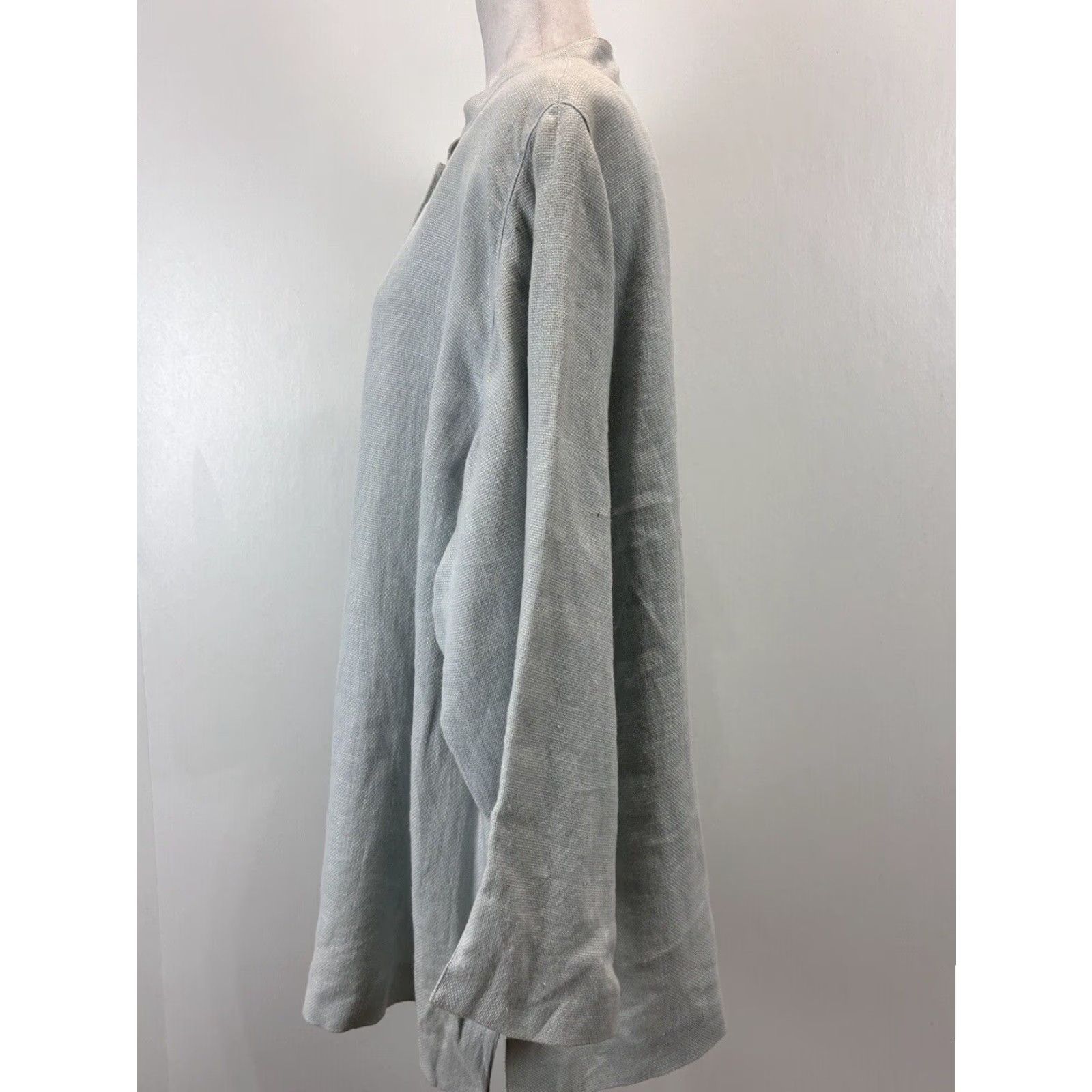 Ellen Tracy Ellen Tracy Women's Gray Blue 100% Linen Jacket Sz 22 Plus Size XXL Extra Large Size 3XL / US 20-22 - 2 Thumbnail