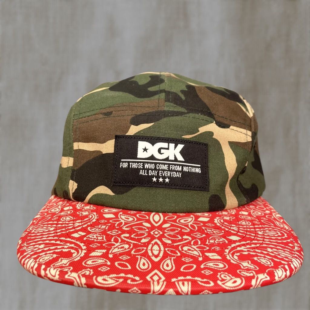 DGK DGK Hat 5 Panel Cap Strap Back Camo Twill Mens One Size Camouflage Brim Paisley Red Bandana Skate Cap Casual Summer Mens Size ONE SIZE - 1 Thumbnail