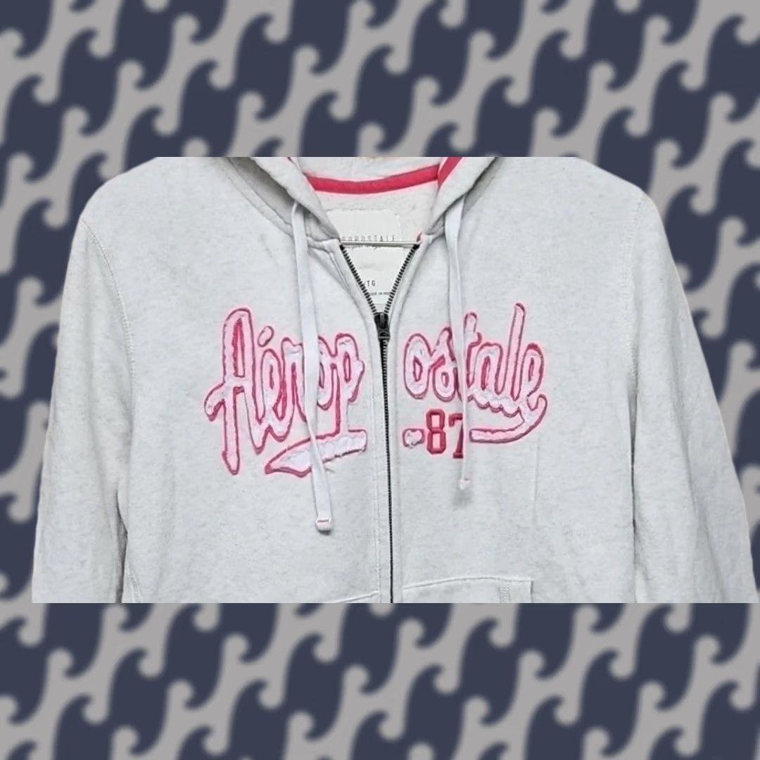 Vintage Aéropostale Y2K Zip Hoodie Womens XL Gray Pink Logo Full Zip Hoodie Size XL / US 12-14 / IT 48-50 - 1 Thumbnail
