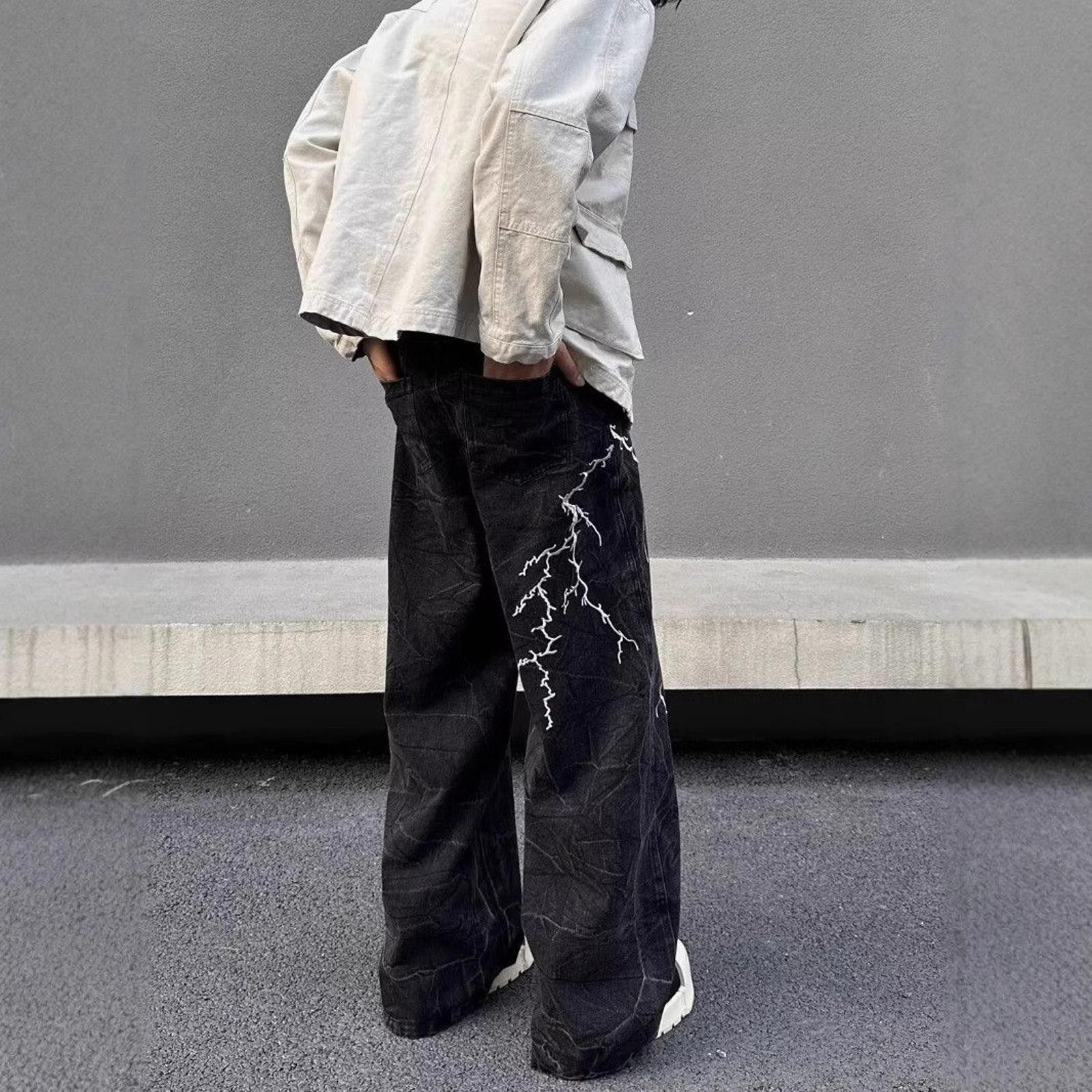 Other Lightning Print Wide Leg Jeans Size US 32 / EU 48 - 3 Thumbnail