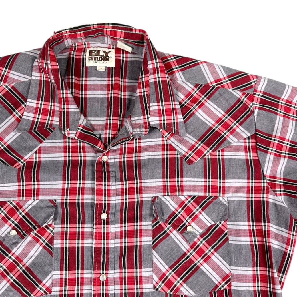 Vintage VINTAGE Ely Cattleman Western Shirt Adult EXTRA LARGE Red Plaid Pearl Snap 90s Men Shirt Size US XL / EU 56 / 4 - 2 Thumbnail