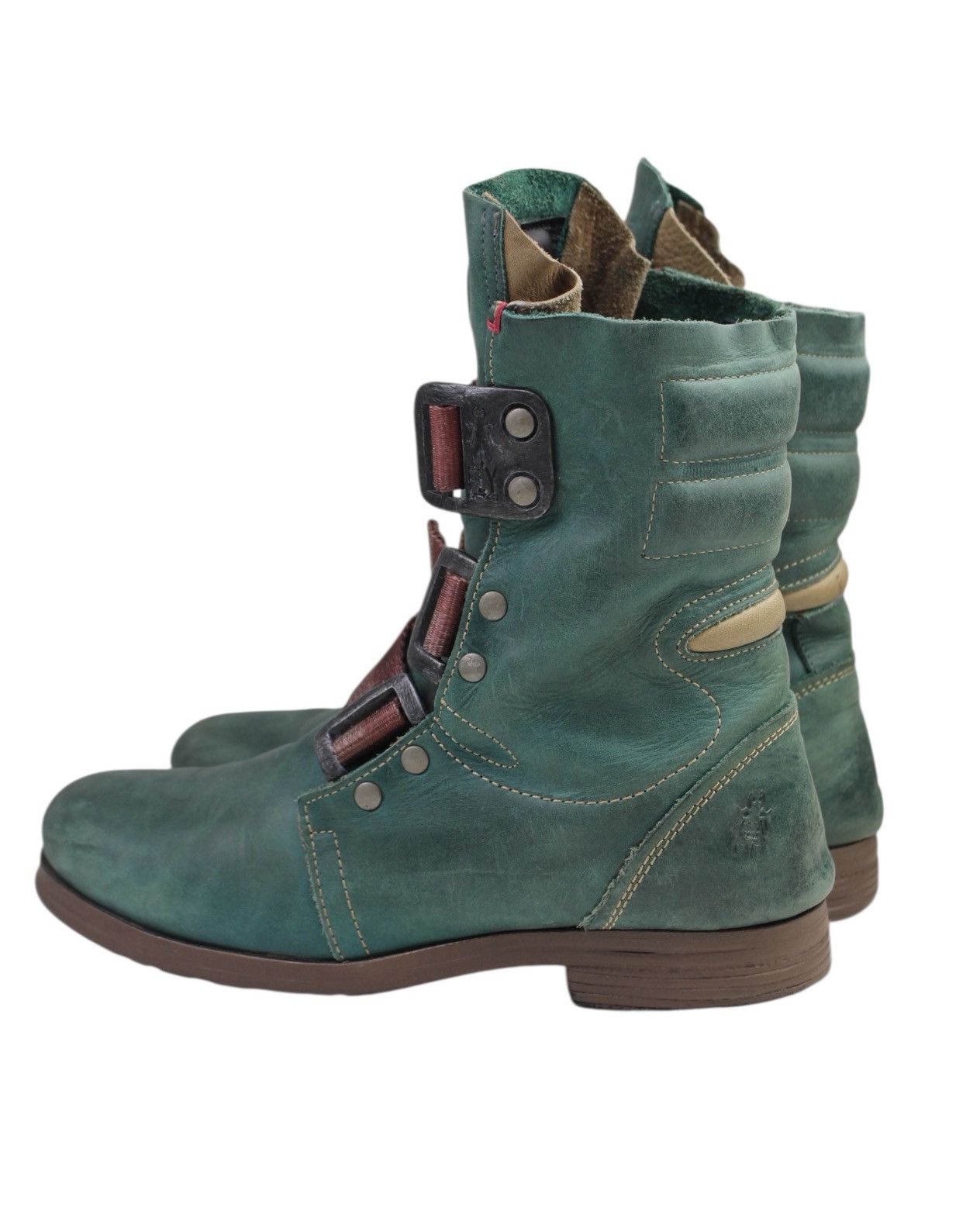 Fly London 2000S FLY LONDON TRIPLE FURY TEAL GREEN LEATHER BOOTS Size US 8 / EU 41 - 7 Thumbnail