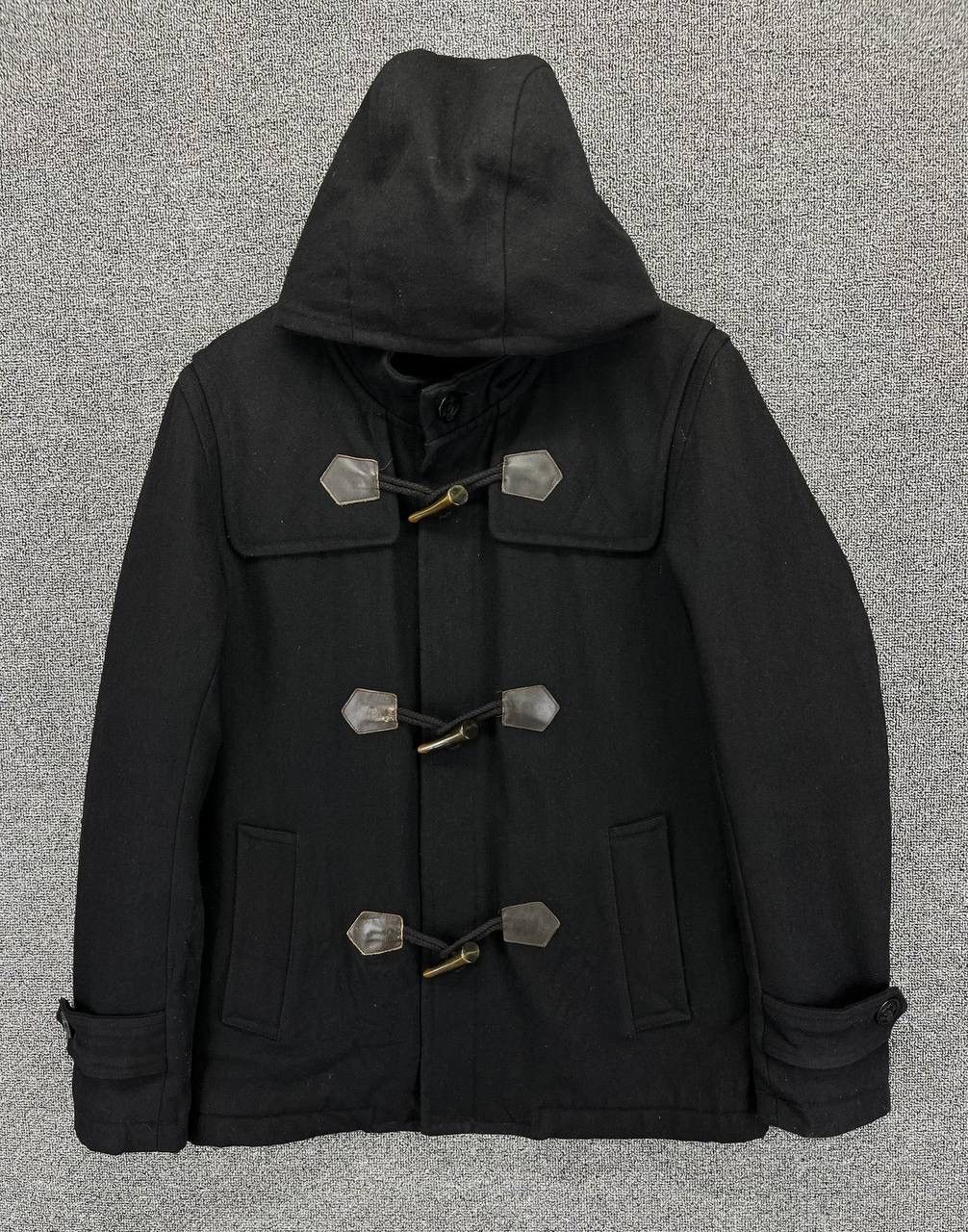 Edwin Vintage Edwin Black Hooded Wool Duffle Coat Jacket Size L / US 10 / IT 46 - 1 Thumbnail