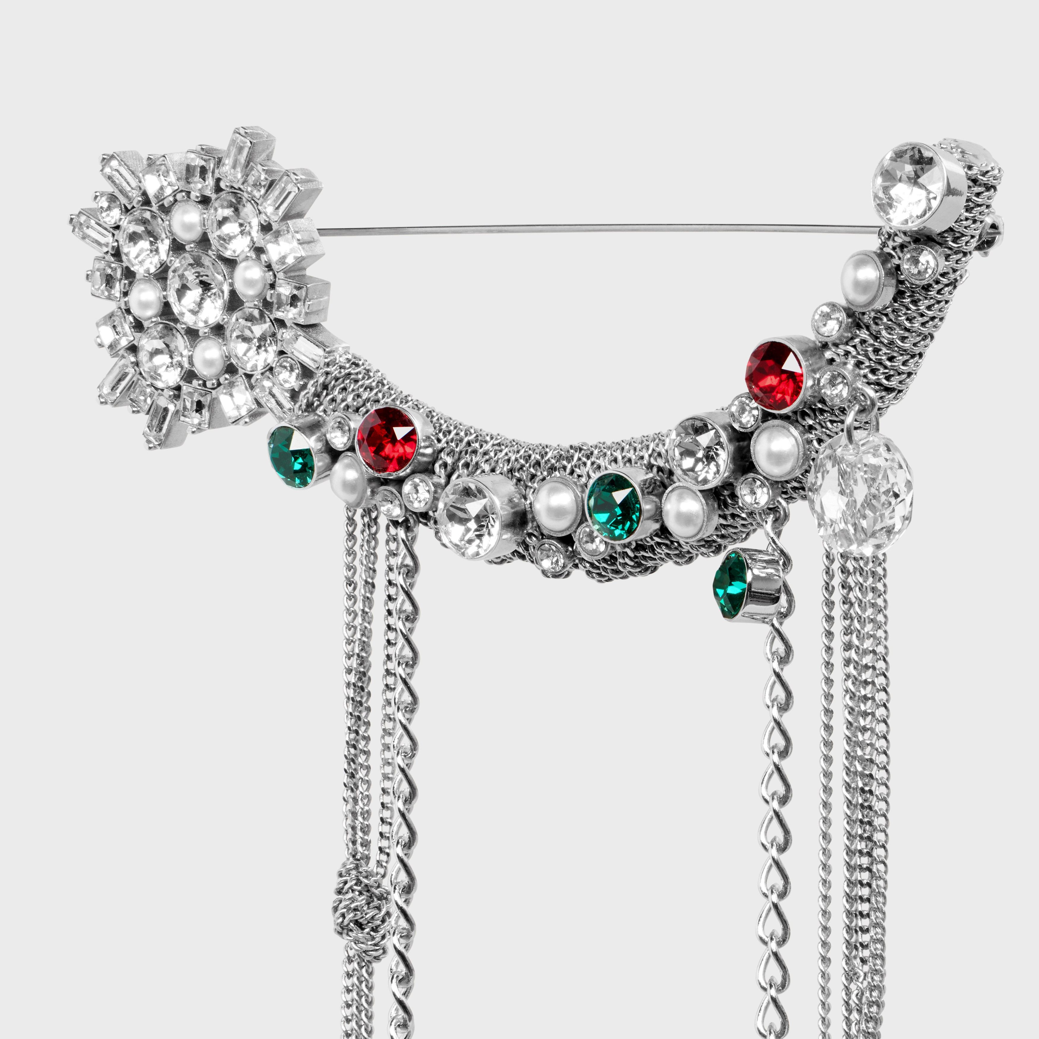 Celine o1bcso1str1124 Size: OS / Brass Rhodium Brooch in Silver Size ONE SIZE - 4 Thumbnail