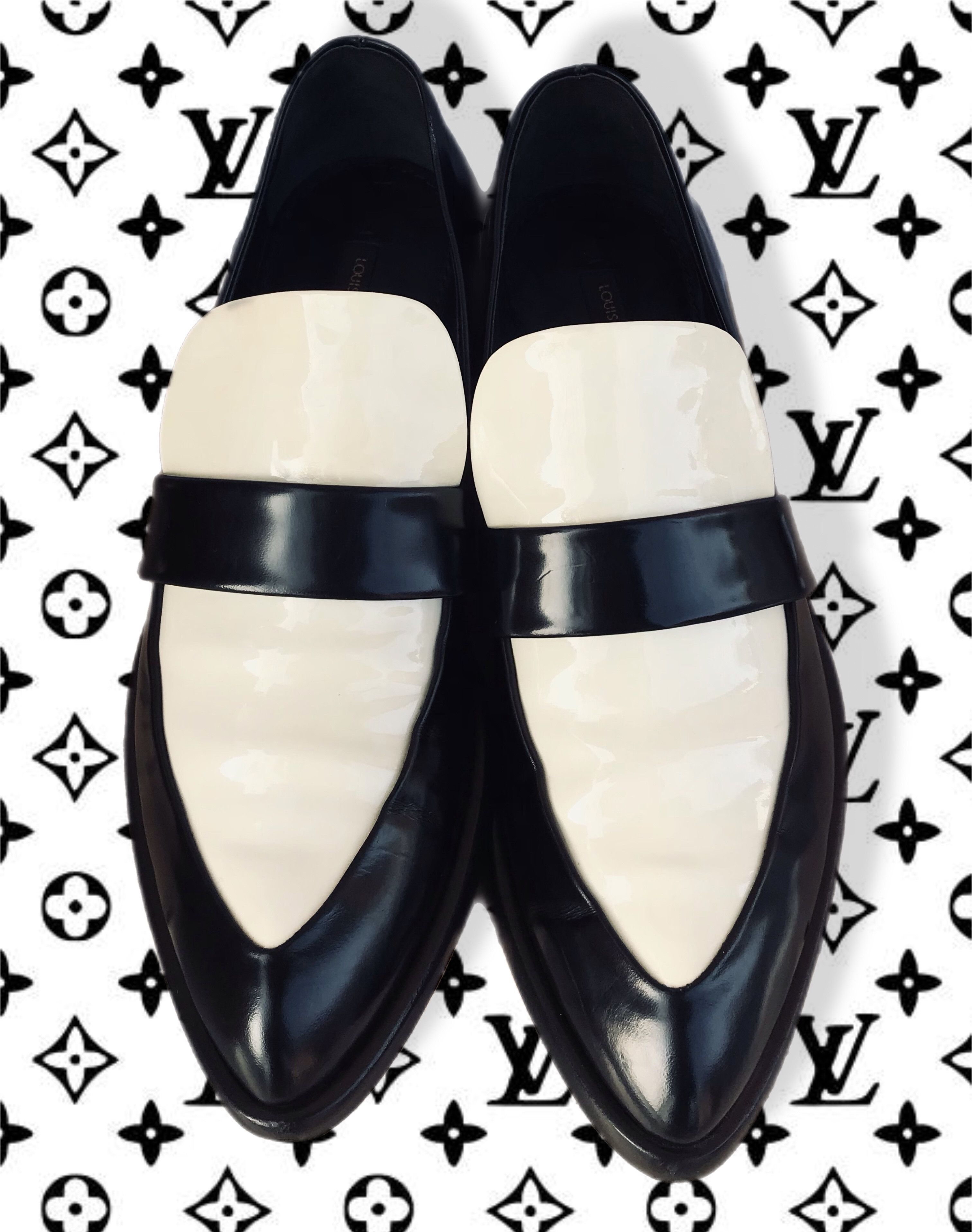Louis Vuitton Louis Vuitton Loafers Black White Slip On Flats Leather Size US 7.5 / IT 37.5 - 6 Thumbnail
