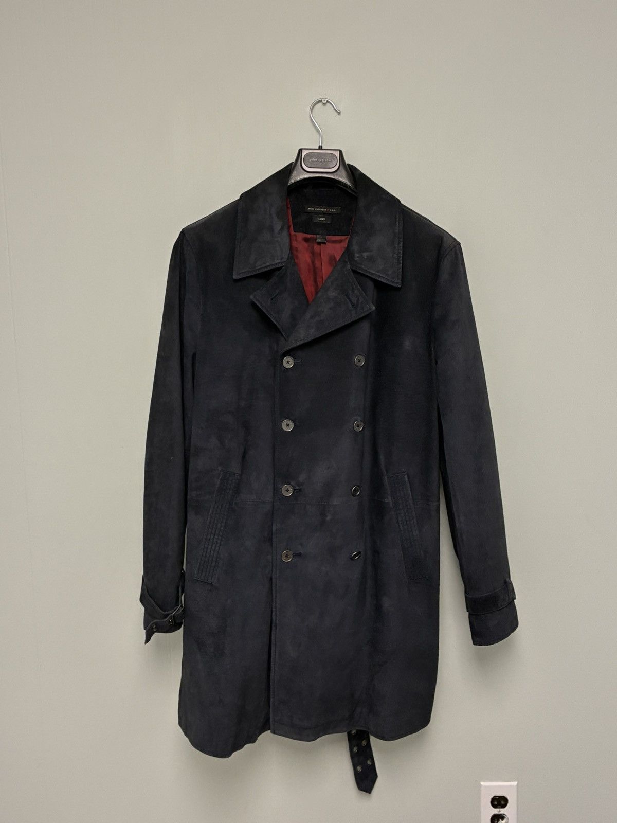 John Varvatos Suede Trench Coat With Belt size Large Size US L / EU 52-54 / 3 - 13 Thumbnail