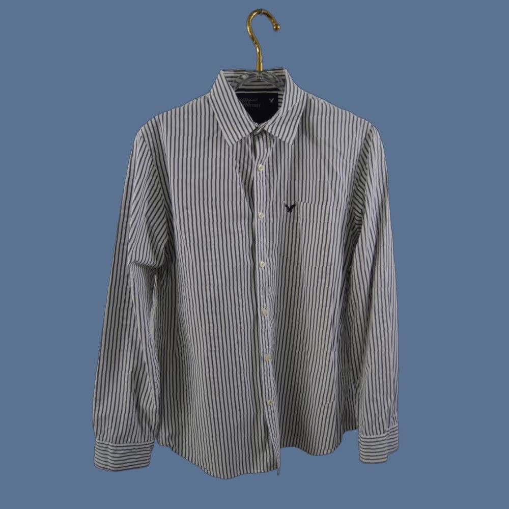 American Eagle Outfitters American Eagle Mens Shirt L White Striped Long Sleeve Button Up Casual Size US L / EU 52-54 / 3 - 1 Thumbnail