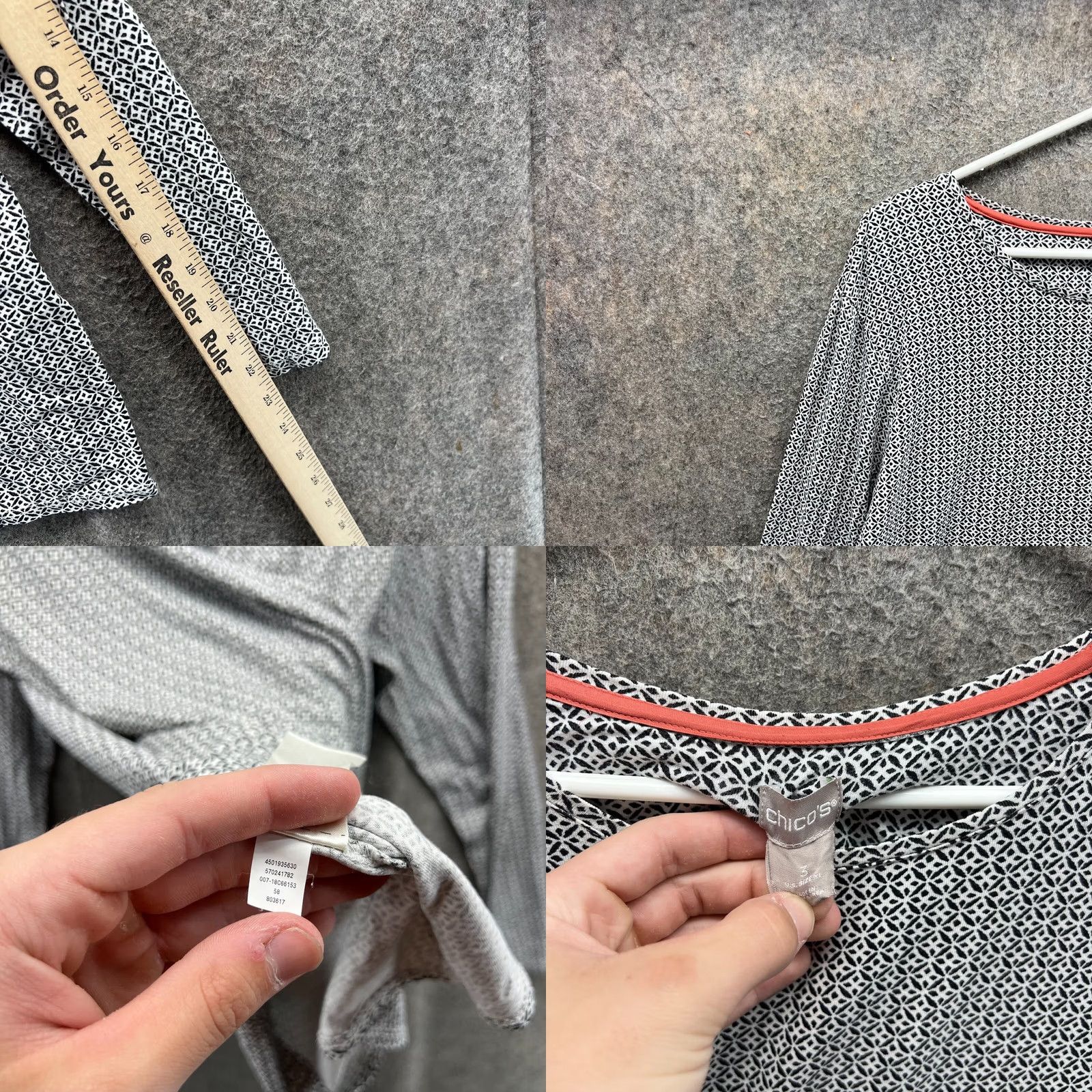 Vintage VINTAGE Chico's Shirt Womens 3 Gray Pullover Rayon Geometric Long Sleeve Knit Diamond Shirt Size XS / US 0-2 / IT 36-38 - 8 Thumbnail