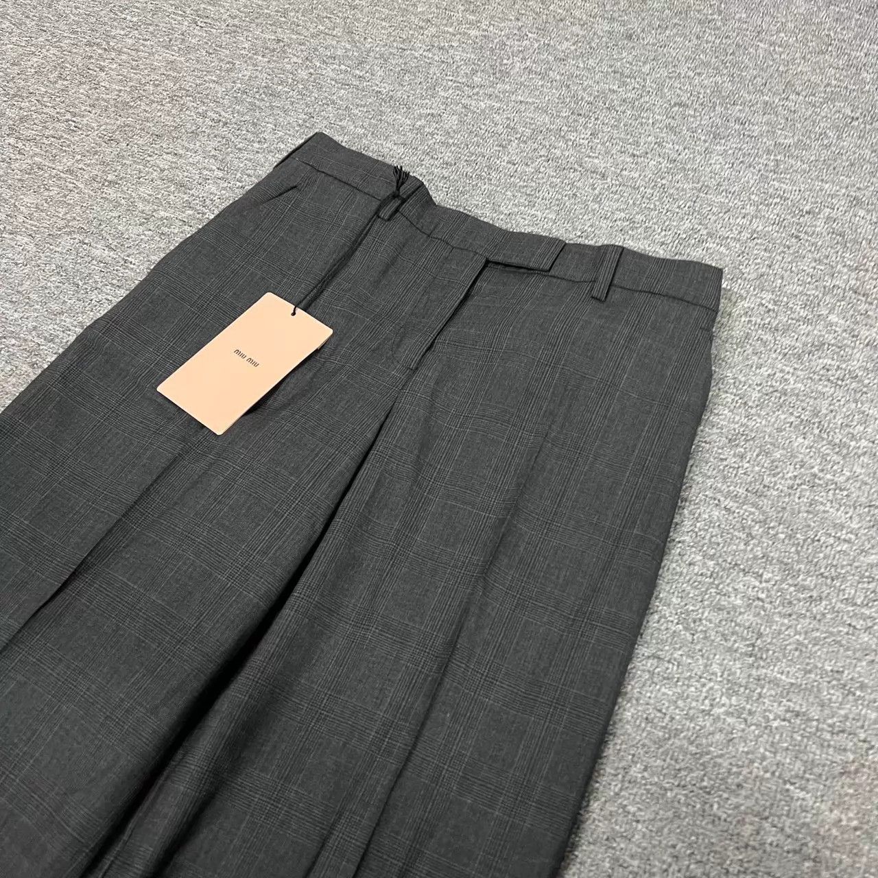 Miu Miu MIU MIU Dark Grey Check Tailored Trousers 38 Women's Size 26" / US 2 / IT 38 - 3 Thumbnail