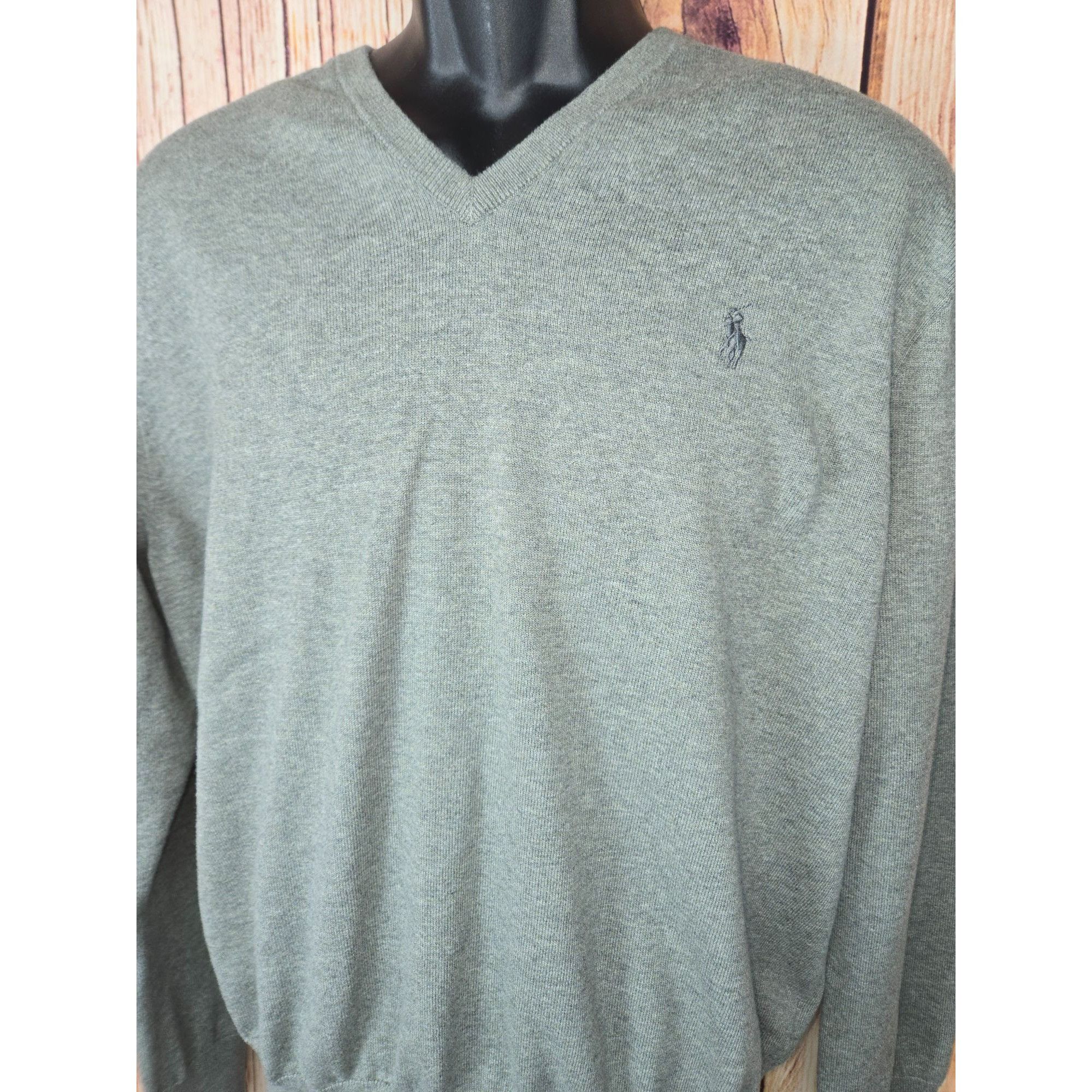 Polo Ralph Lauren Polo Ralph Lauren Mens XL Pima Cotton V-Neck Sweater Gray Co Size US XL / EU 56 / 4 - 4 Thumbnail