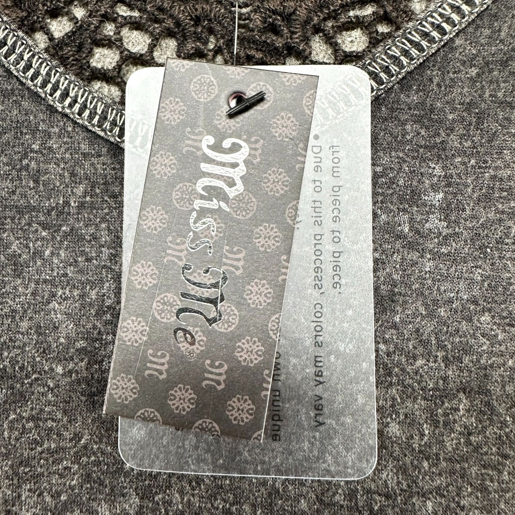 Miss Me VINTAGE Miss Me Shirt Womens S Black Grey Lace Trim Long Sleeve Tunic Raglan Y2K Size S / US 4 / IT 40 - 5 Thumbnail