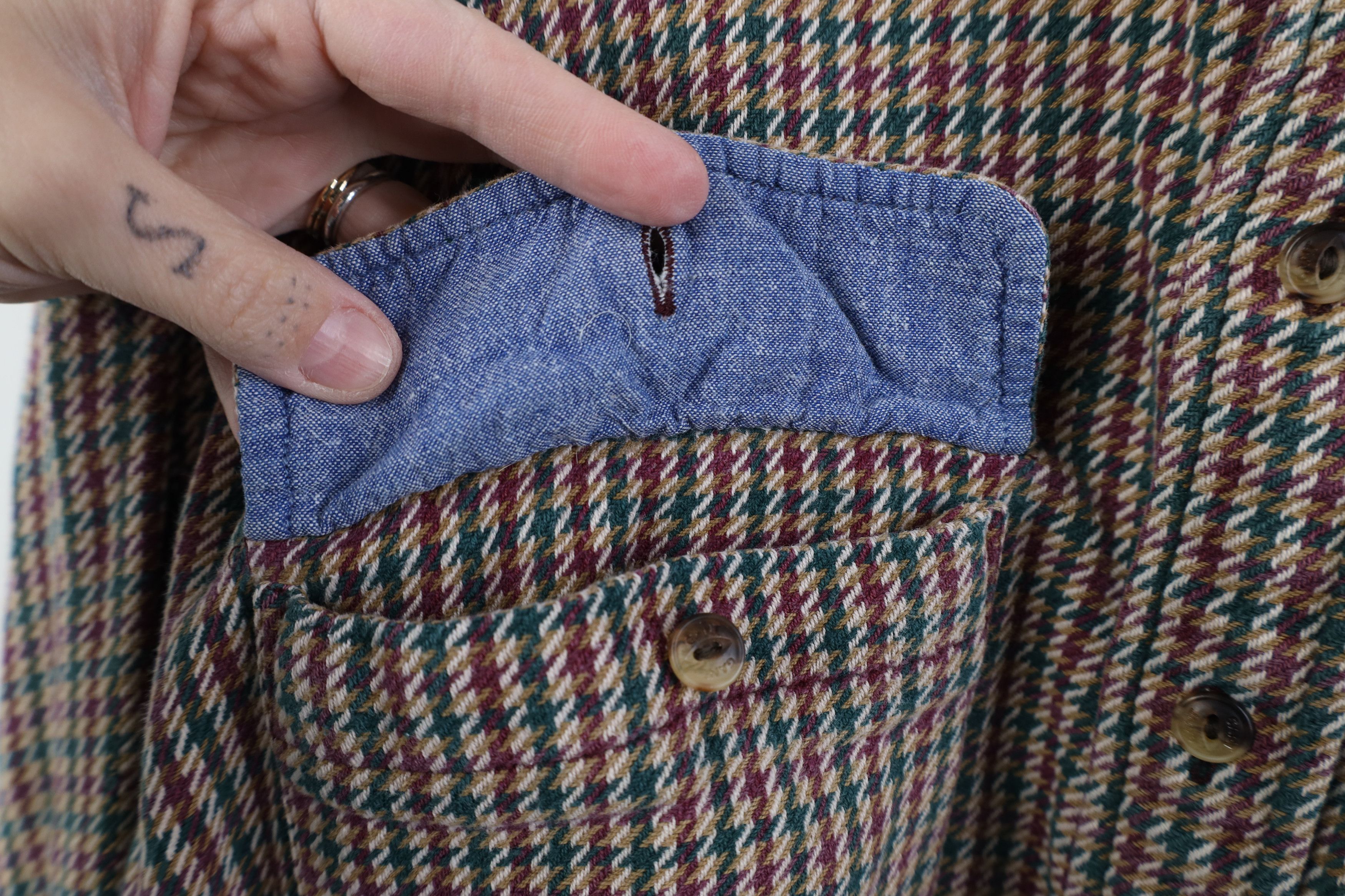 Vintage Vintage 90s Streetwear Houndstooth Flannel Button Shirt Size US M / EU 48-50 / 2 - 4 Thumbnail
