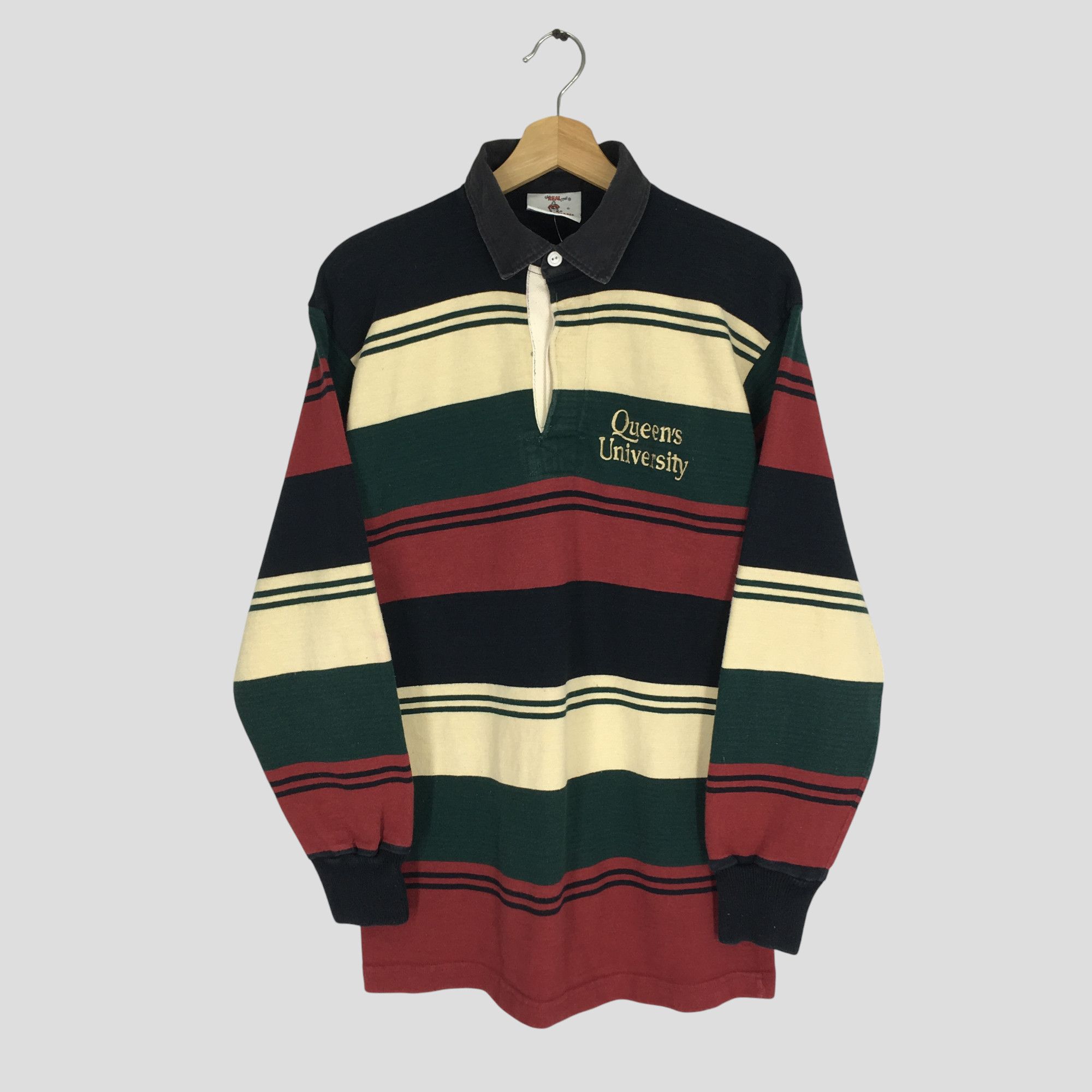 Barbarian Vintage Barbarian Polo Rugby Queens University Striped Size US M / EU 48-50 / 2 - 1 Thumbnail
