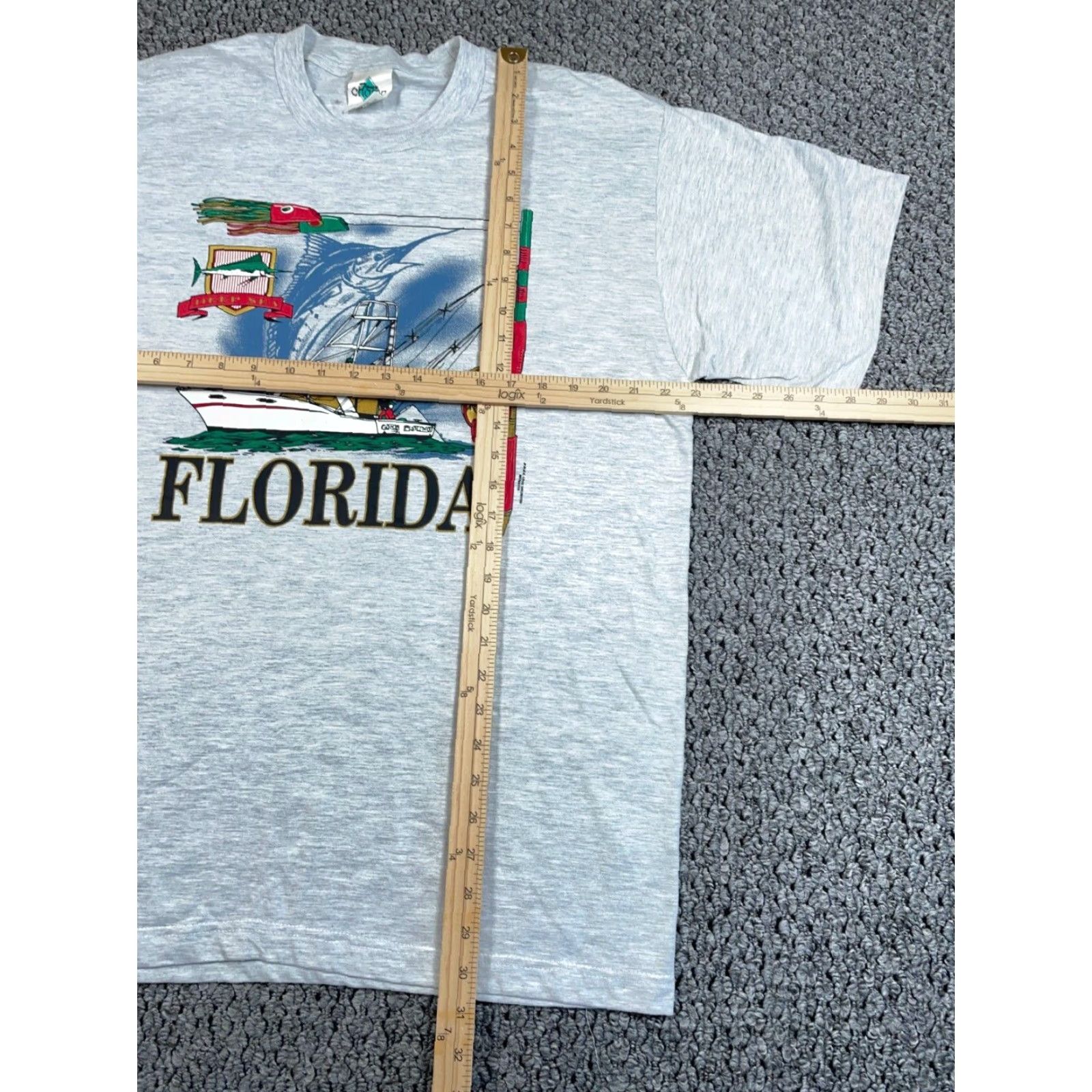 Nautica VINTAGE Florida Nautical Graphic T-Shirt Adult XL Gray 1999 90s Boat Fish Crew Neck Men Shirt Size US XL / EU 56 / 4 - 5 Thumbnail