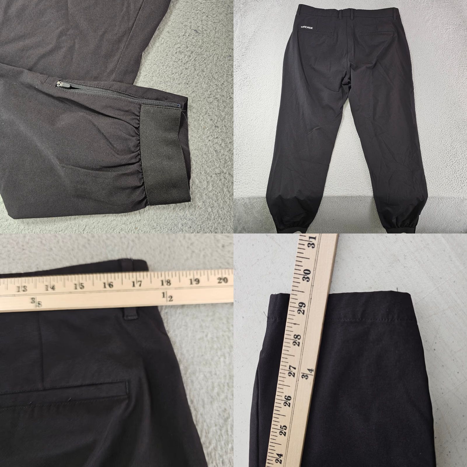 Vintage Macade Pants Mens Slim Chino 36 Regular Black Nylon Stretch 36x30 Buttons Zip Pockets Size US 36 / EU 52 - 8 Thumbnail