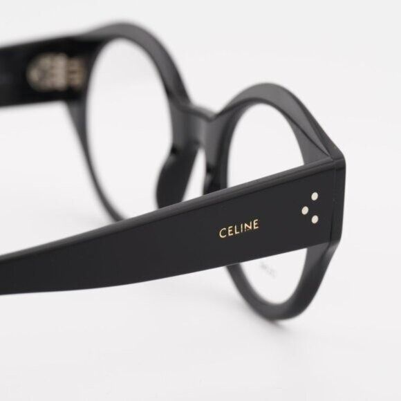 Celine Celine CL50123I 001 Eyeglasses Shiny Black 48mm Round Frame Size ONE SIZE - 4 Thumbnail