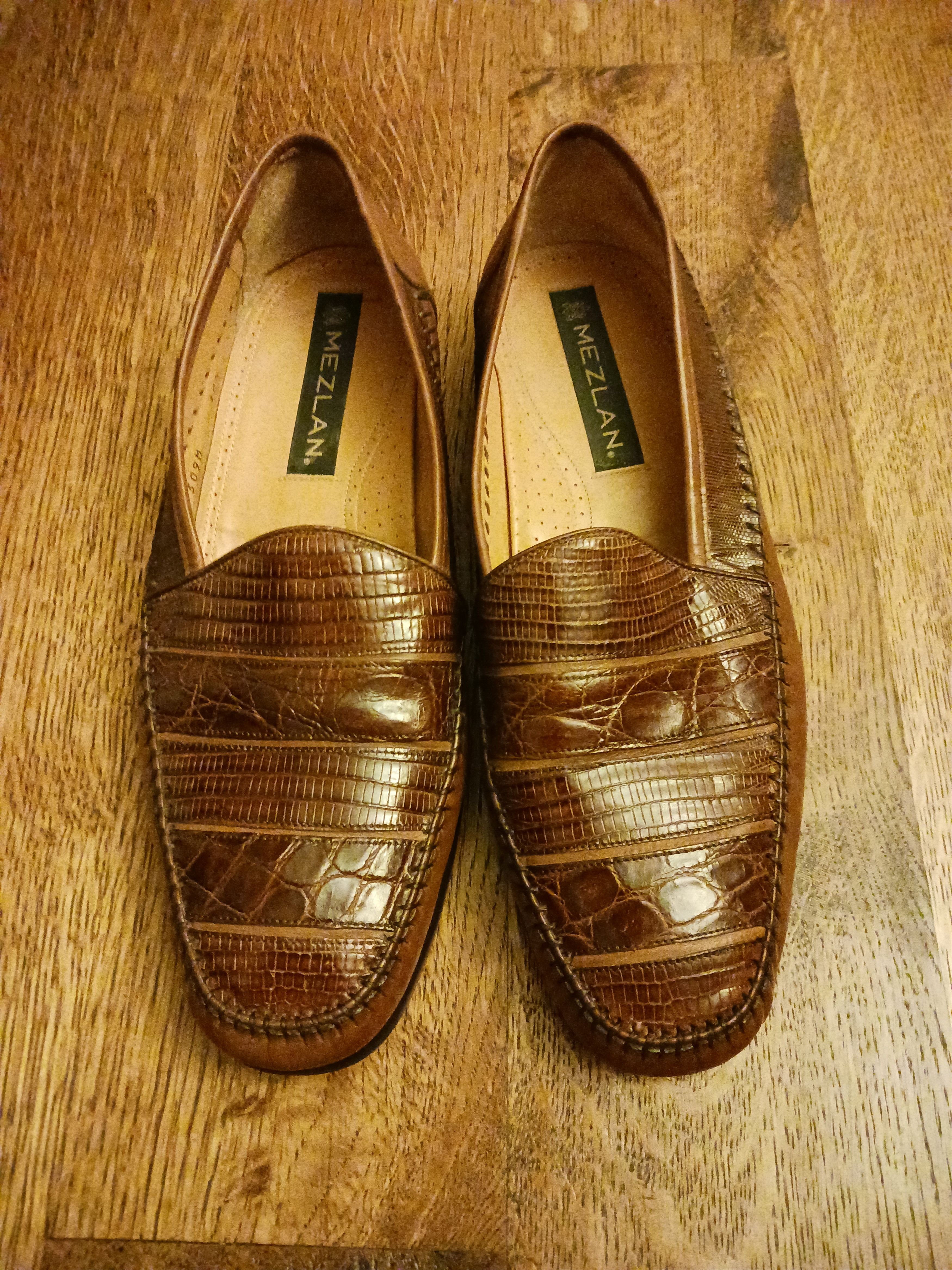 Mezlan Classic Leather and Lizard Skin Exotic Dress Moccasin Size US 10.5 / EU 43-44 - 1 Thumbnail