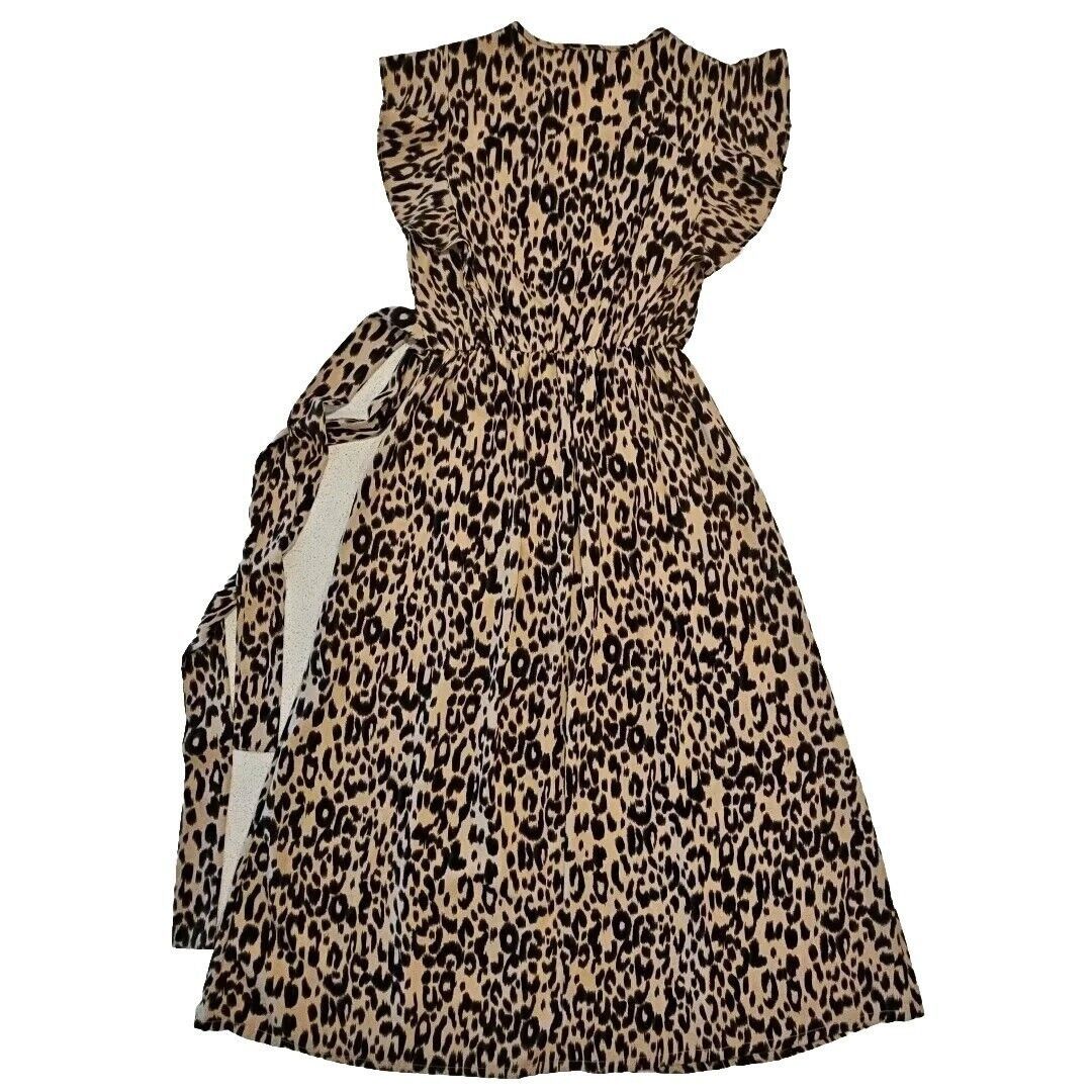 Ganni Ganni Midi Dress Womens 36 Cotton Leopard Print Ruffle Sleev Size XS / US 0-2 / IT 36-38 - 6 Thumbnail