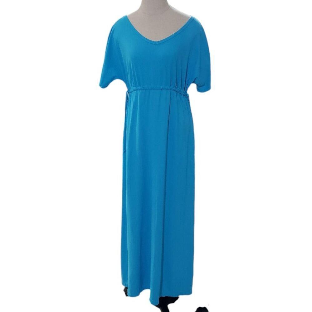 Designer CT1778 UV Skinz Sunwear UPF 50+Turquoise Maxi Dress L Size L / US 10 / IT 46 - 1 Thumbnail