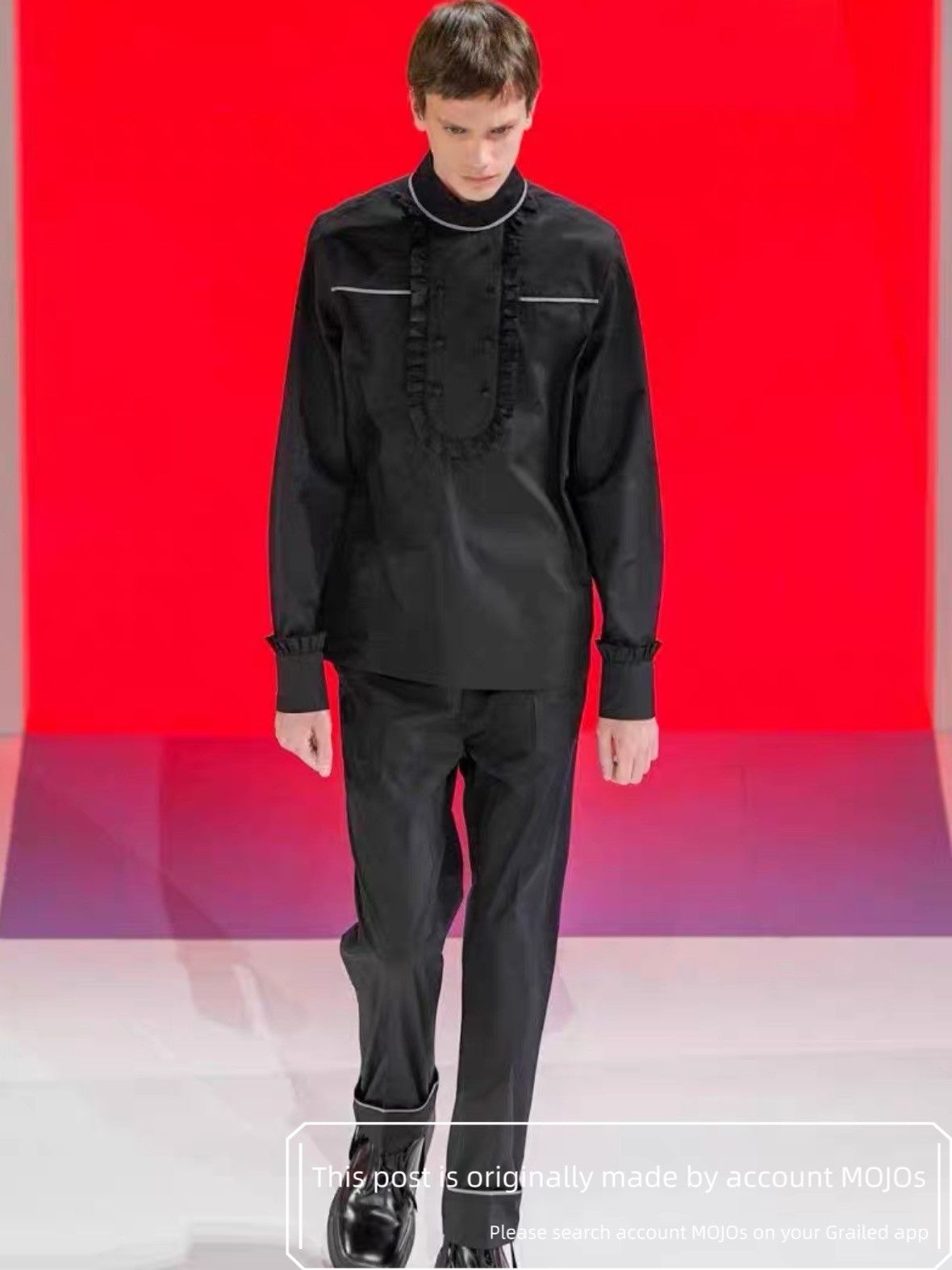 Prada Sz 41 Prada Pleated Front Runway Shirt mojos1710910 Size US L / EU 52-54 / 3 - 9 Thumbnail