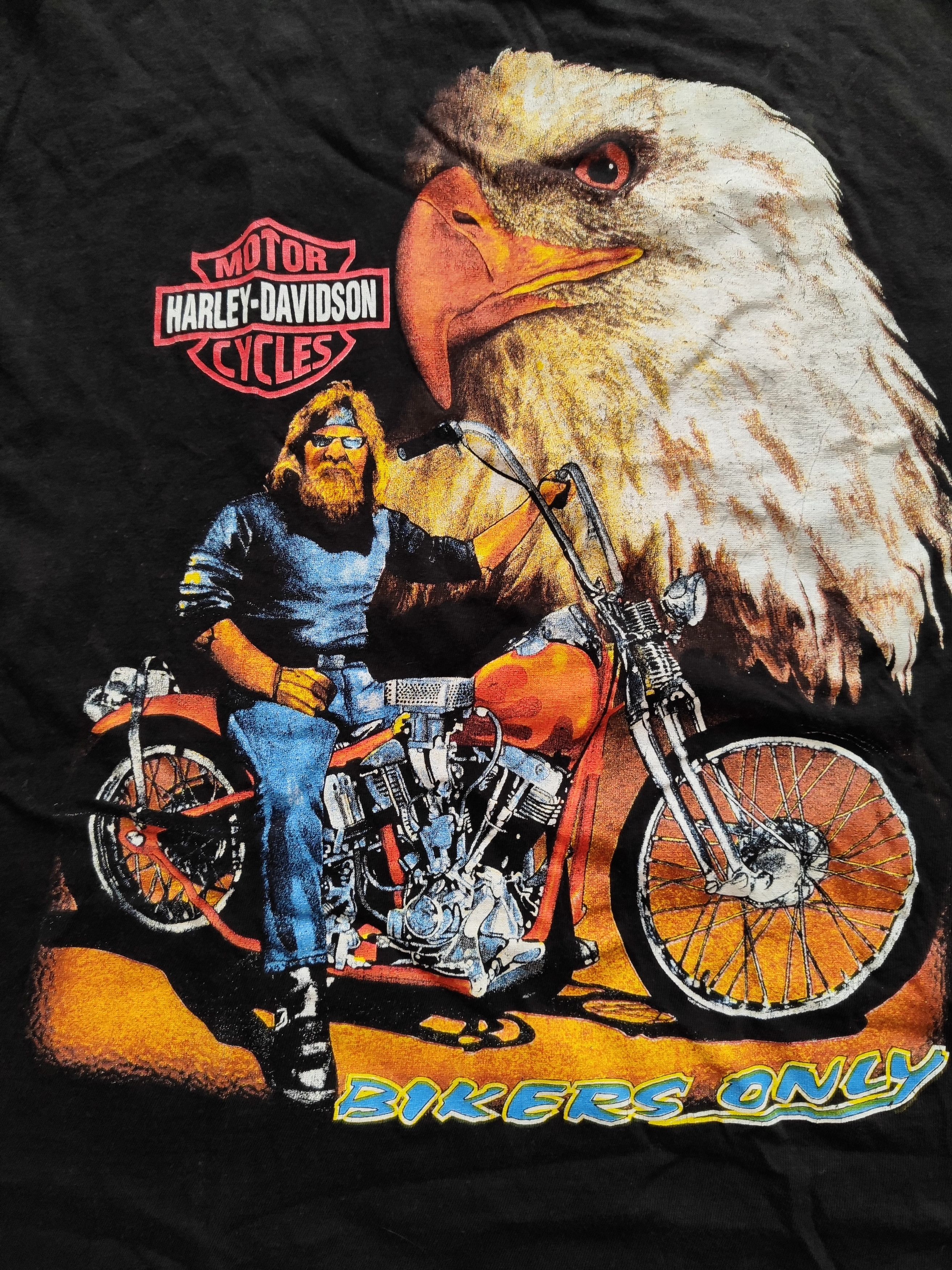 Harley Davidson Vintage 90s Harley-Davidson “Bikers Only” Eagle USA Tee Size US M / EU 48-50 / 2 - 6 Thumbnail