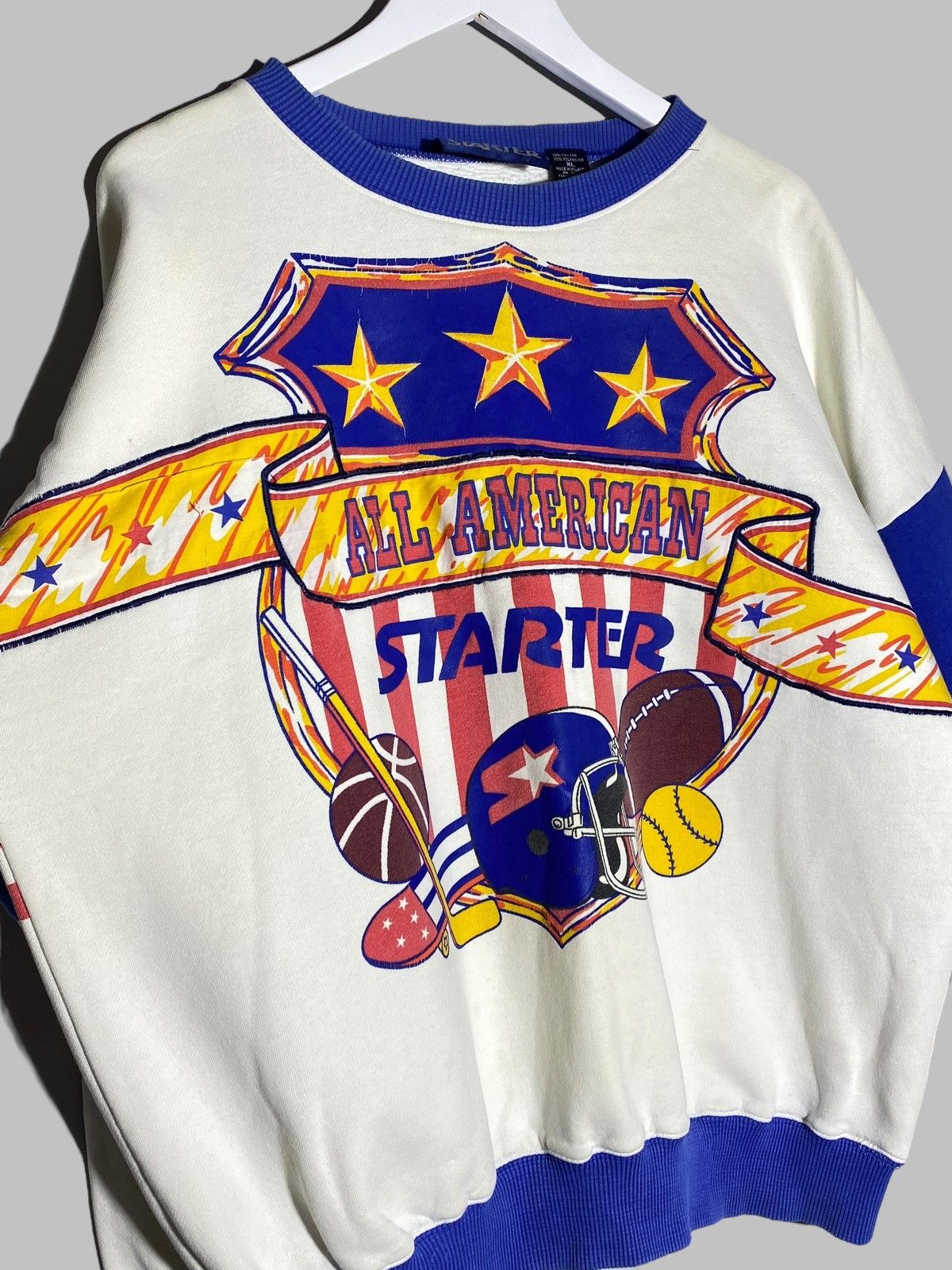 Starter × Vintage Vintage 80s 90s Starter All American Oversized Sweatshirt Size US XL / EU 56 / 4 - 3 Thumbnail