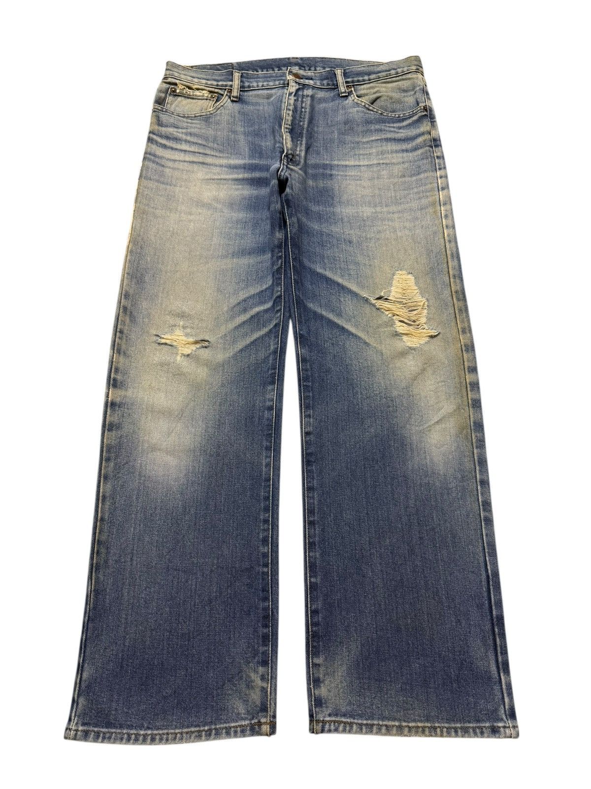 Kapital Vintage Y2K Japanese Brand Faded Blue Distressed Straight Size US 34 / EU 50 - 1 Thumbnail