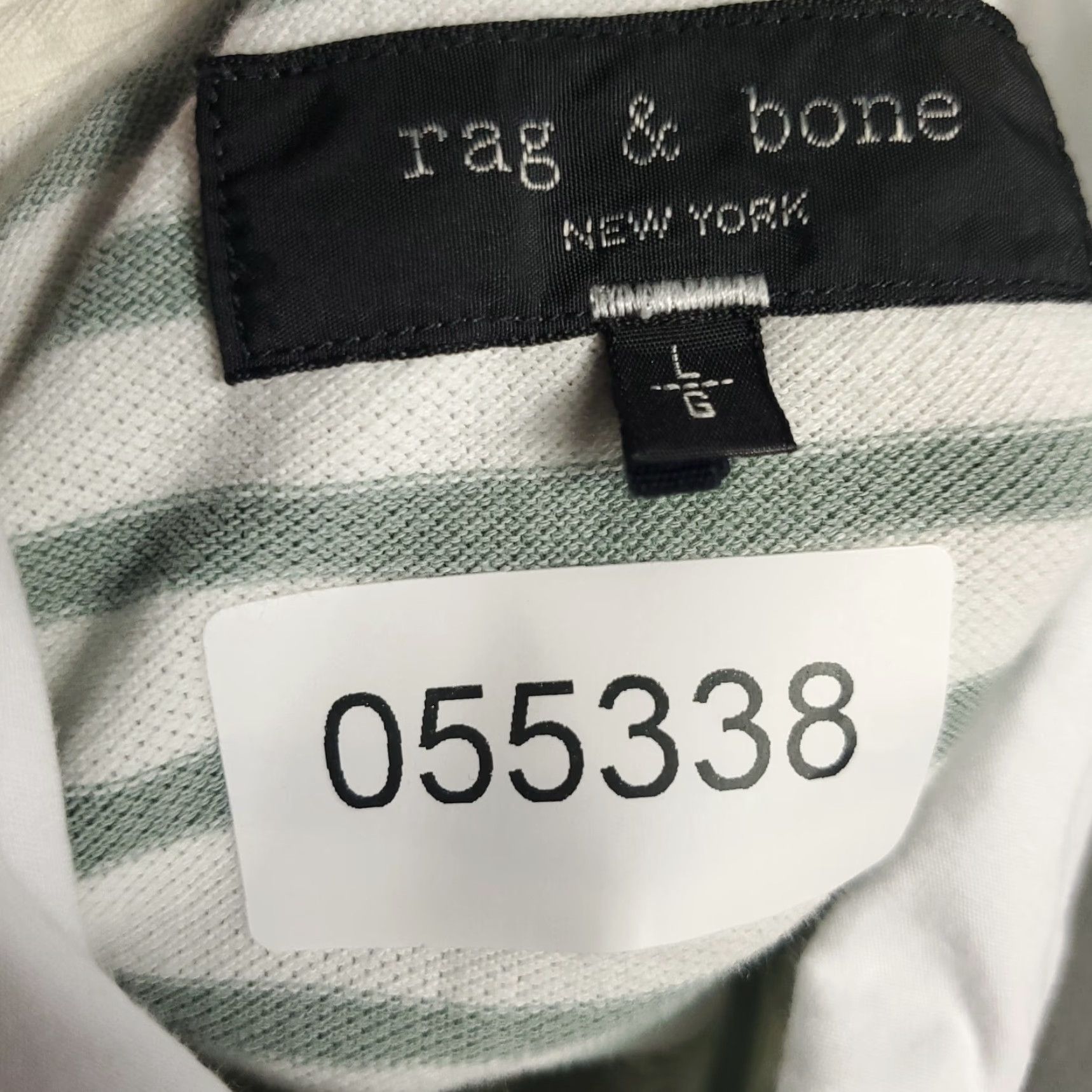 Rag & Bone Rag & Bone Polo Shirt Mens Large Green White Striped Short Sleeve Activewear Size US L / EU 52-54 / 3 - 6 Thumbnail