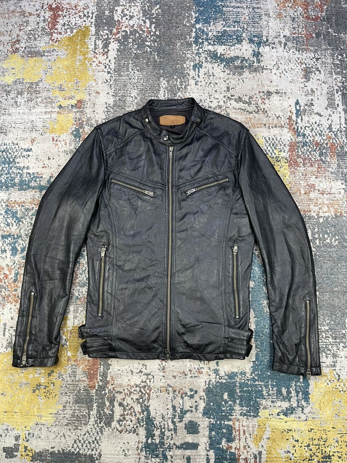 JACKROSE Jackrose Black Leather Half Belted Rider Jacket Size US S / EU 44-46 / 1 - 1 Thumbnail