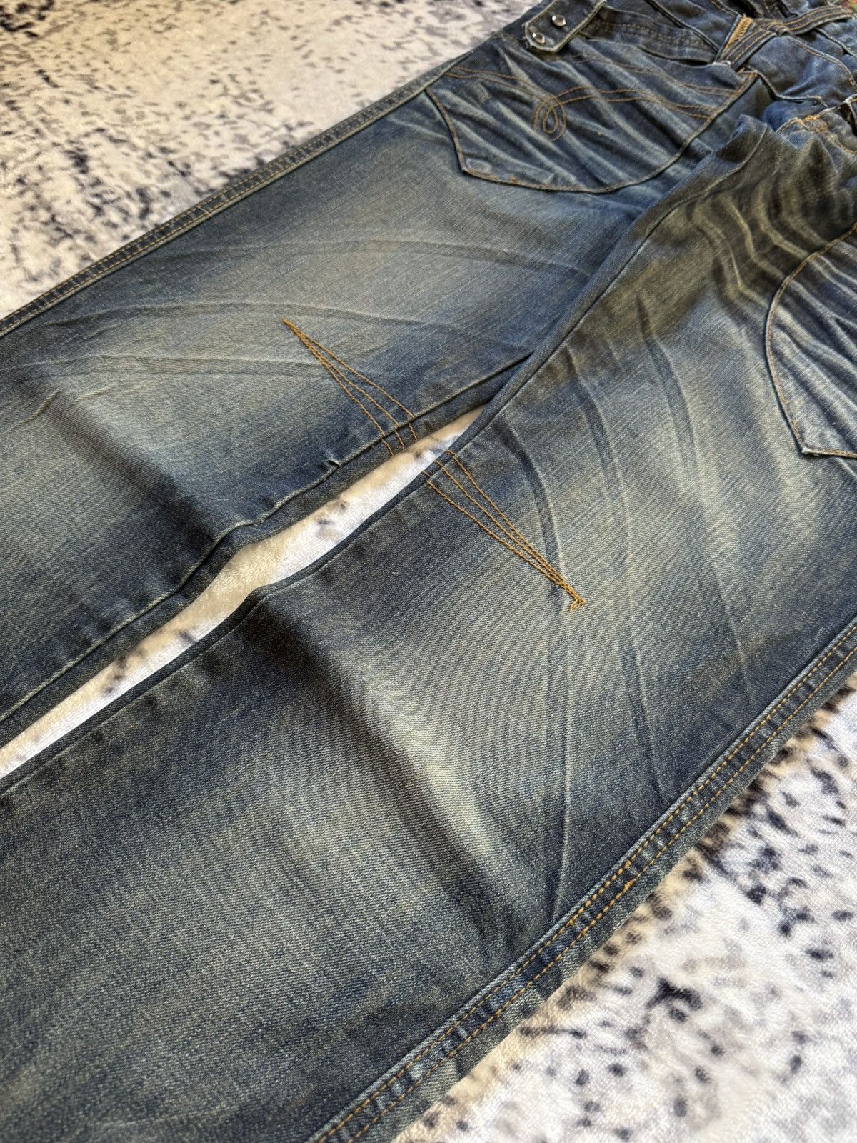Japanese Brand Vintage Junya Watanabe Tornado Mart Style Double Waist Jeans Size US 30 / EU 46 - 10 Thumbnail