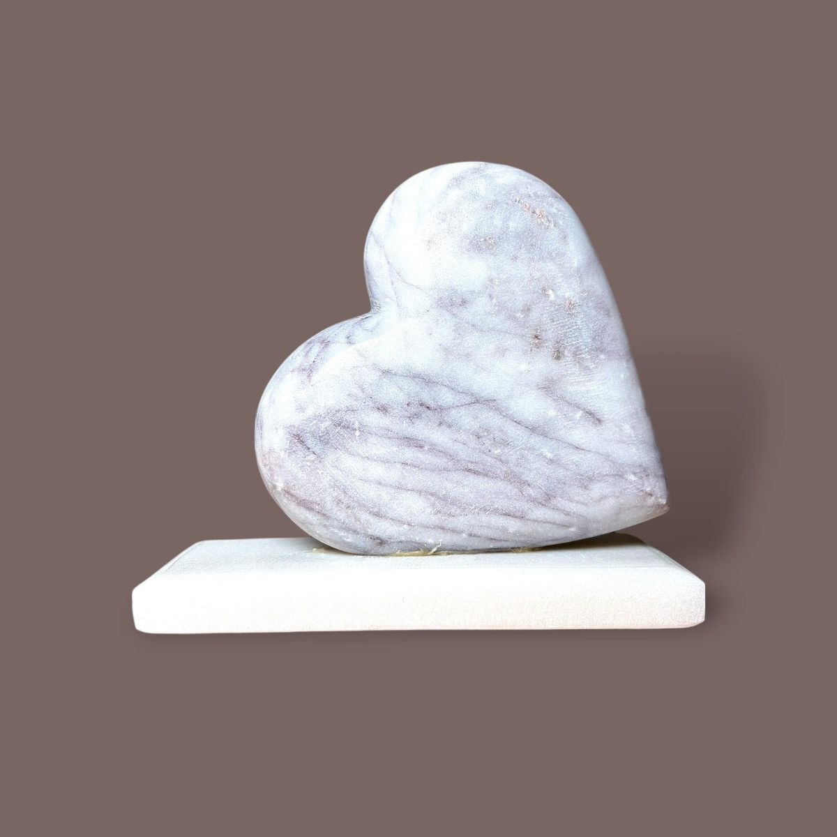 Handmade Polished Carved Light Color Marble Heart on Base Sculpture Size ONE SIZE - 3 Thumbnail