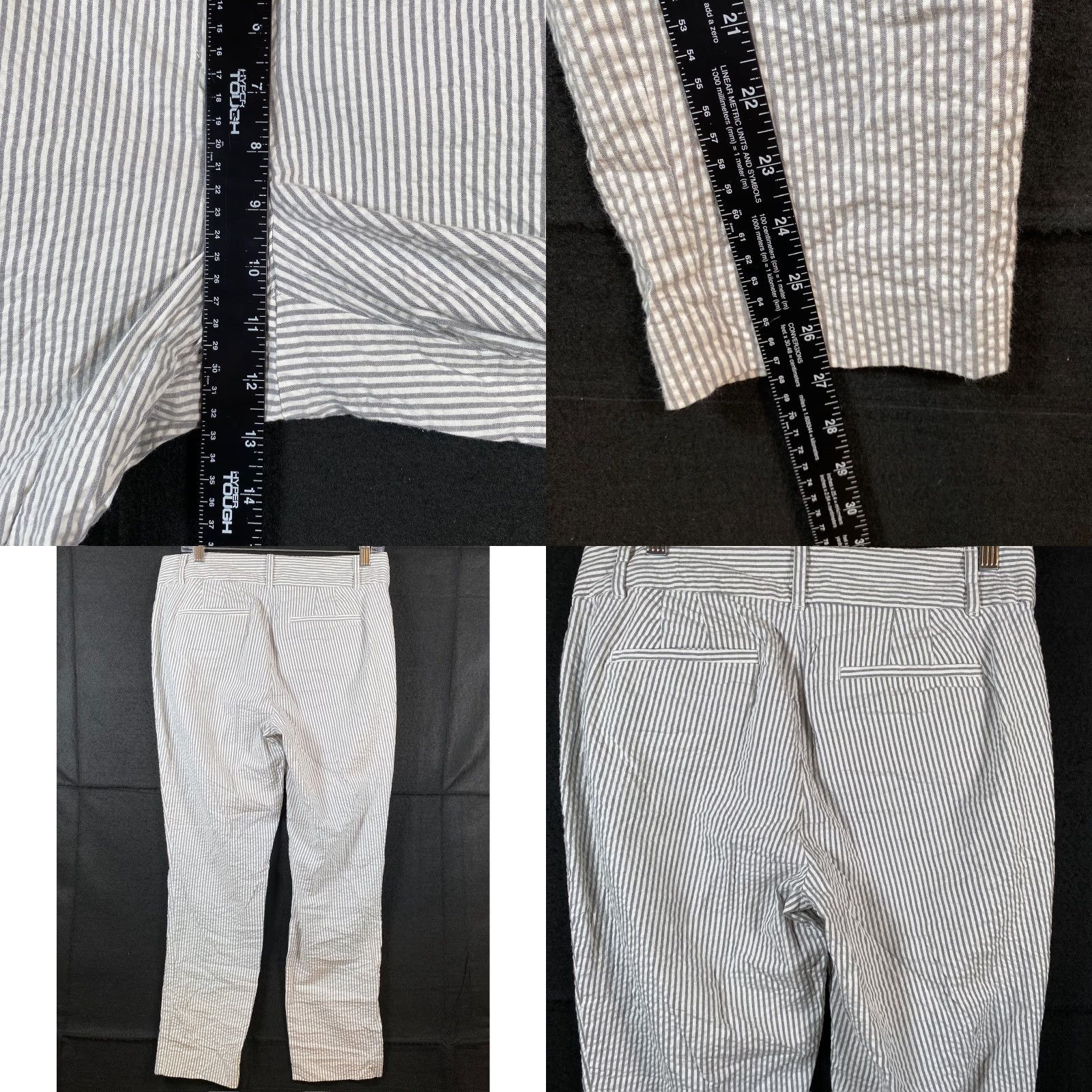 Loft LOFT Womens Pants White Gray Striped Seersucker Cropped Ankle Cotton Blend 8 Size 24" / US 00 / IT 34 - 8 Thumbnail