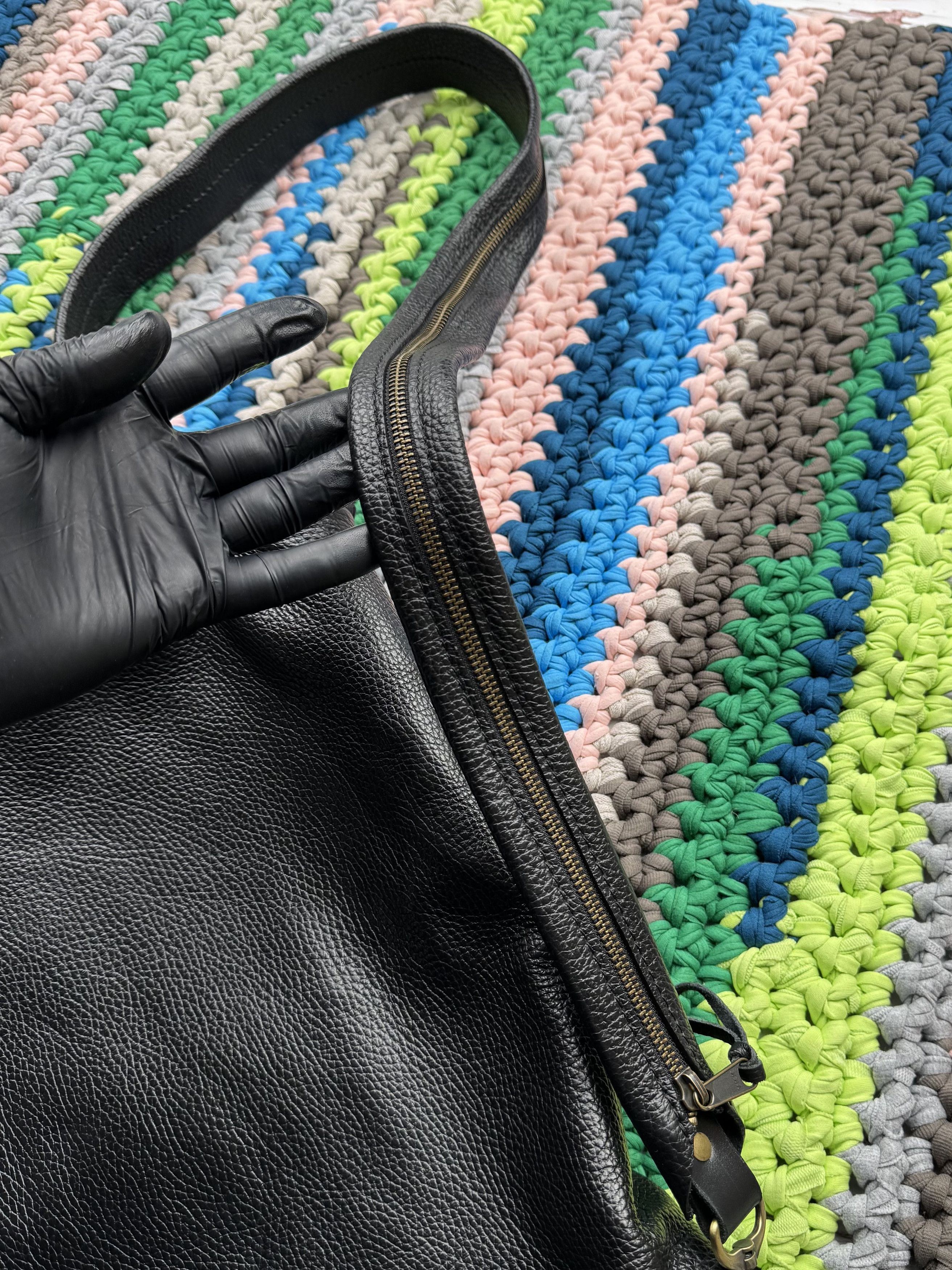 Japanese Brand Vintage Leather Bag With Zippers (ET1)(D15) Size ONE SIZE - 11 Thumbnail