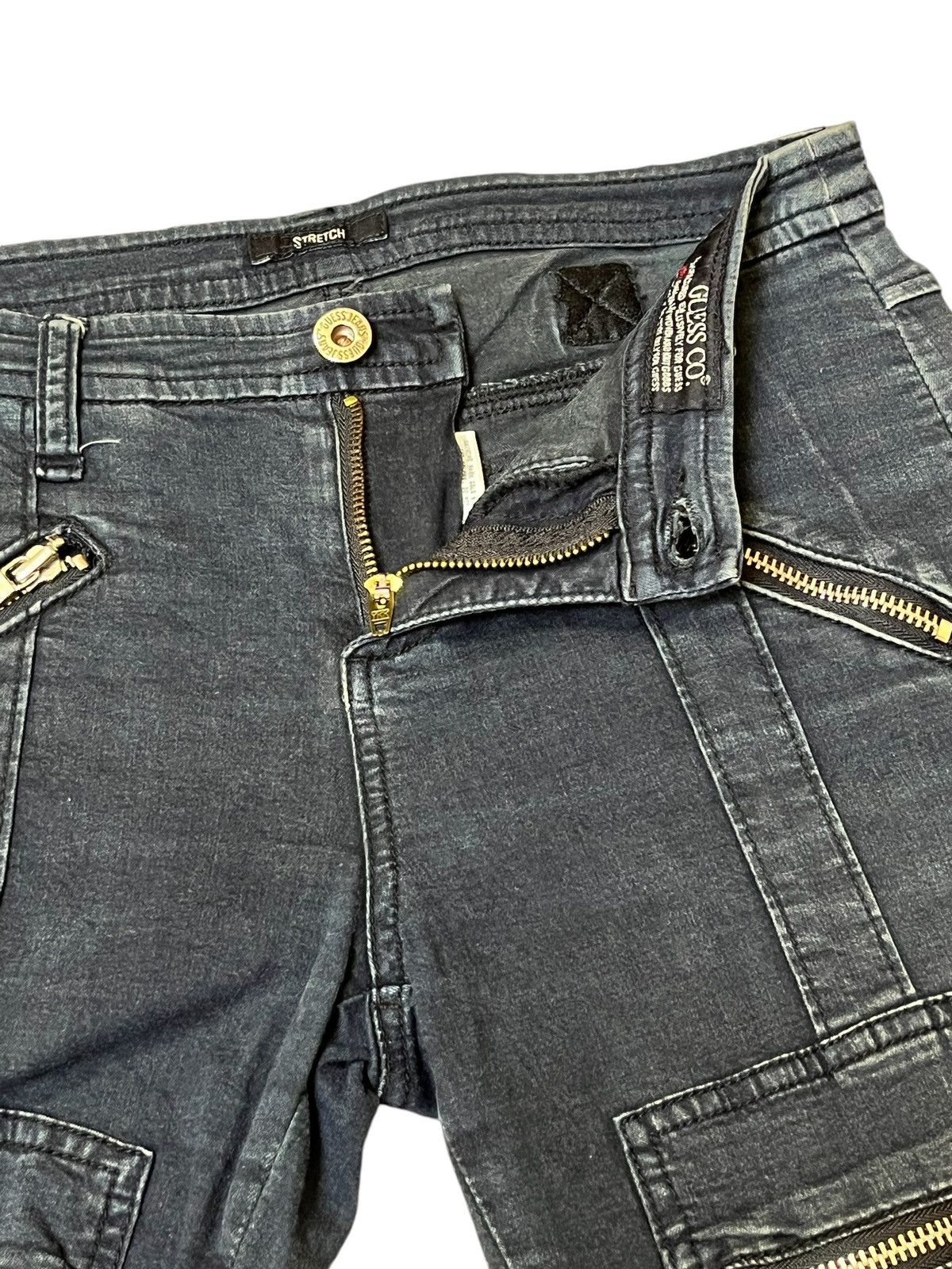 Guess SICK🔥GUESS PUNK GOTHIC BONDAGE MULTIPOCKET STRETCH JEANS Size US 28 / EU 44 - 8 Thumbnail