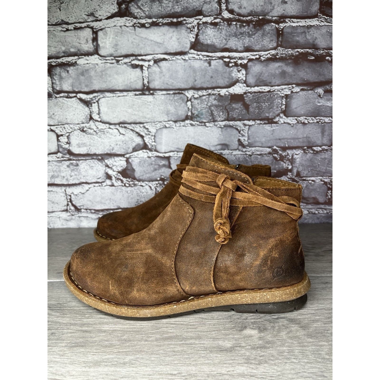 Born Born Ankle Boots Brown Suede Leather Lace Up Zip Booties Wom Size US 9 / IT 39 - 16 Thumbnail