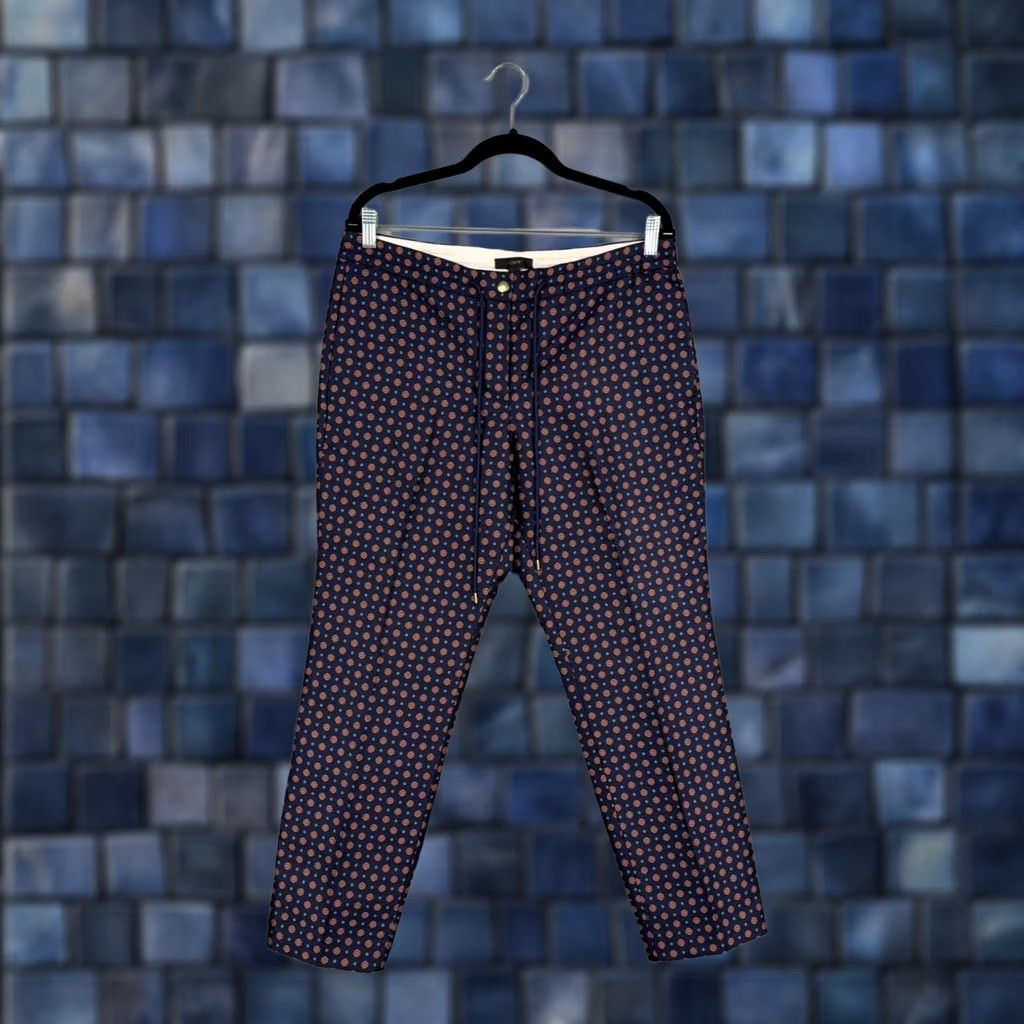 J.Crew J.CREW Pants Womens 10 Blue Orange Foulard Medallion Print Tapered Ankle Trouser Size 32" / US 10 / IT 46 - 1 Thumbnail