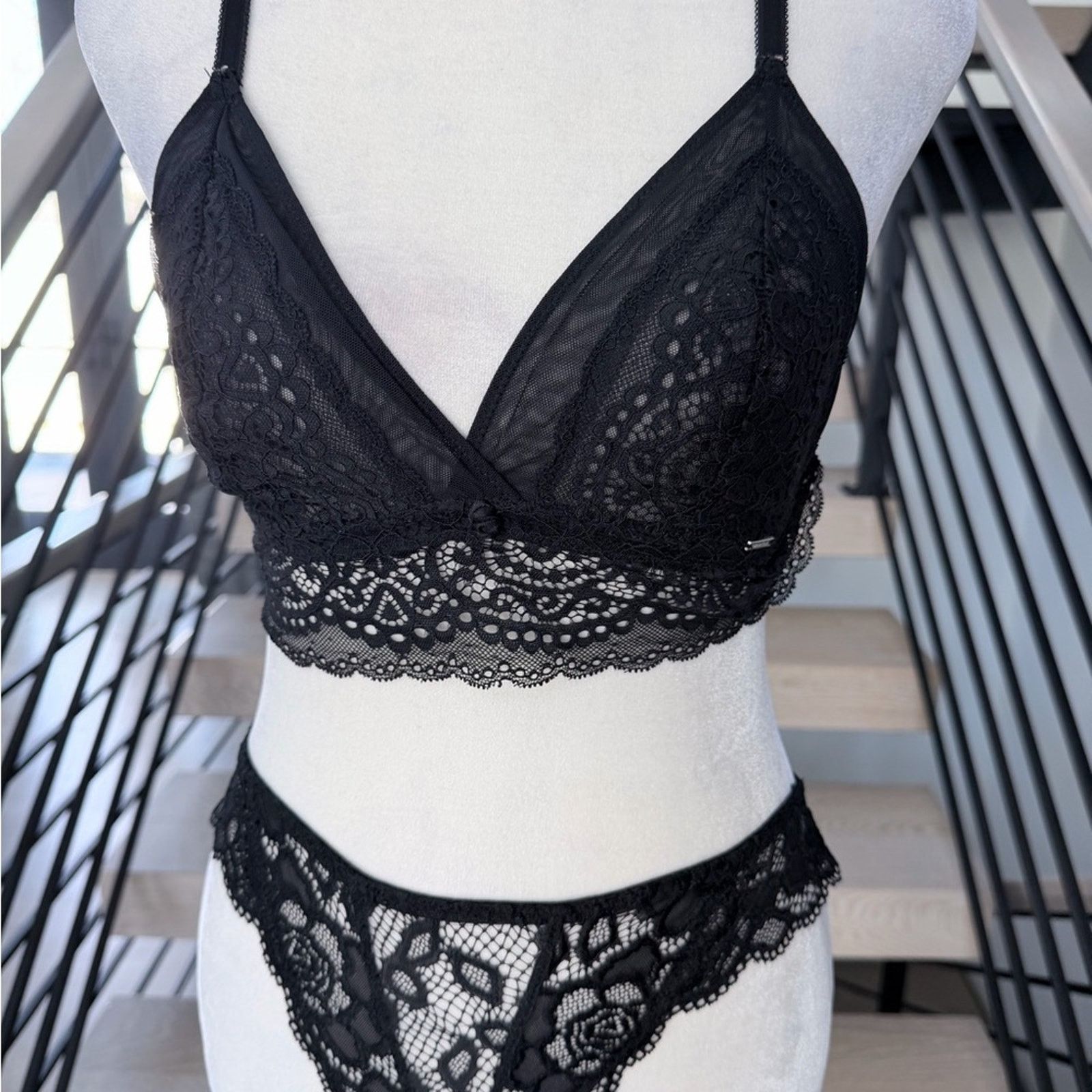 Other Black Lace Bralette & Panties Matching Set S Size ONE SIZE - 2 Thumbnail