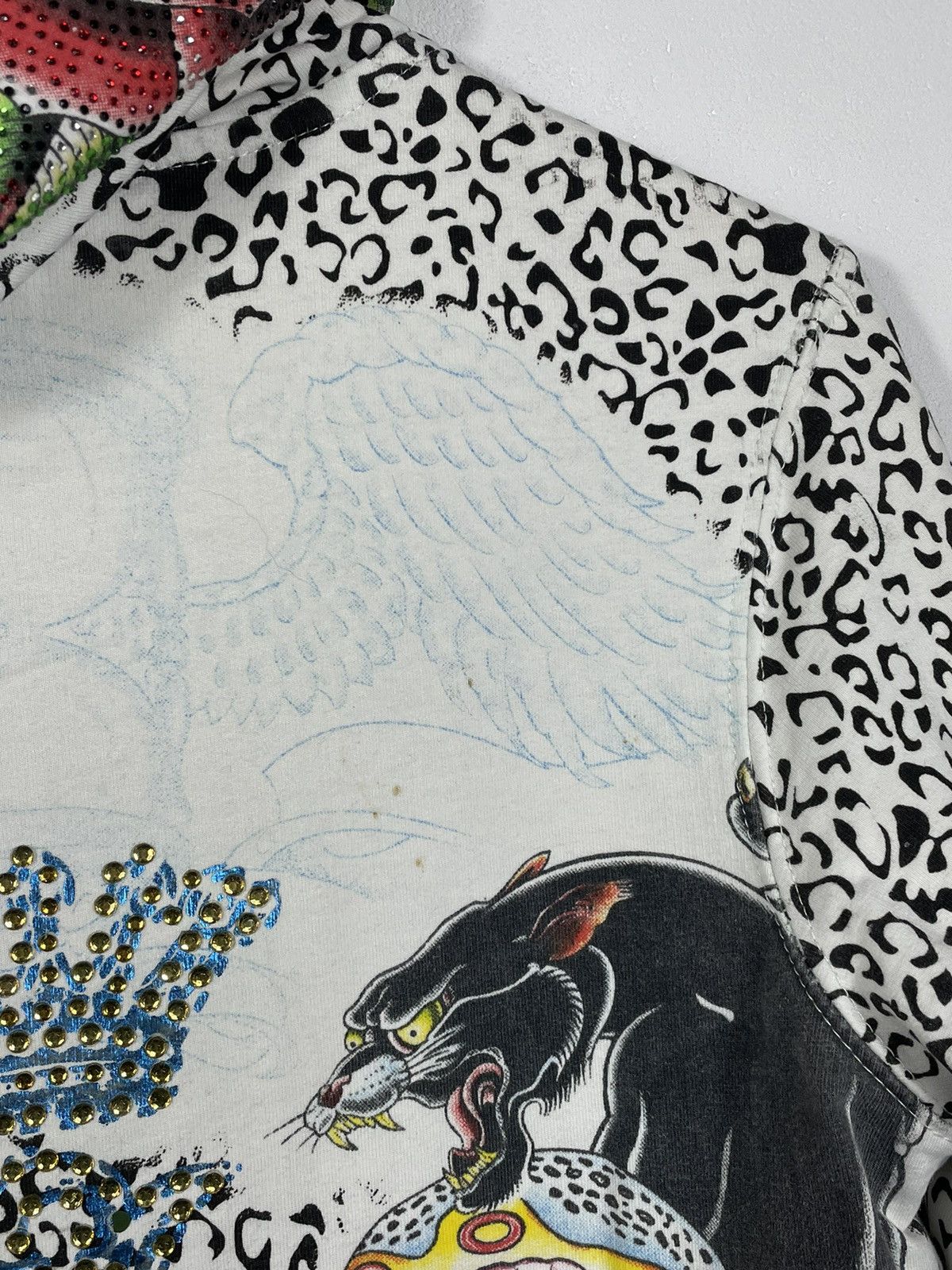 Christian Audigier × Ed Hardy × Vintage Christian Audigier Ed Hardy Retro 00s Hoodie With Crystals Size M / US 6-8 / IT 42-44 - 11 Thumbnail