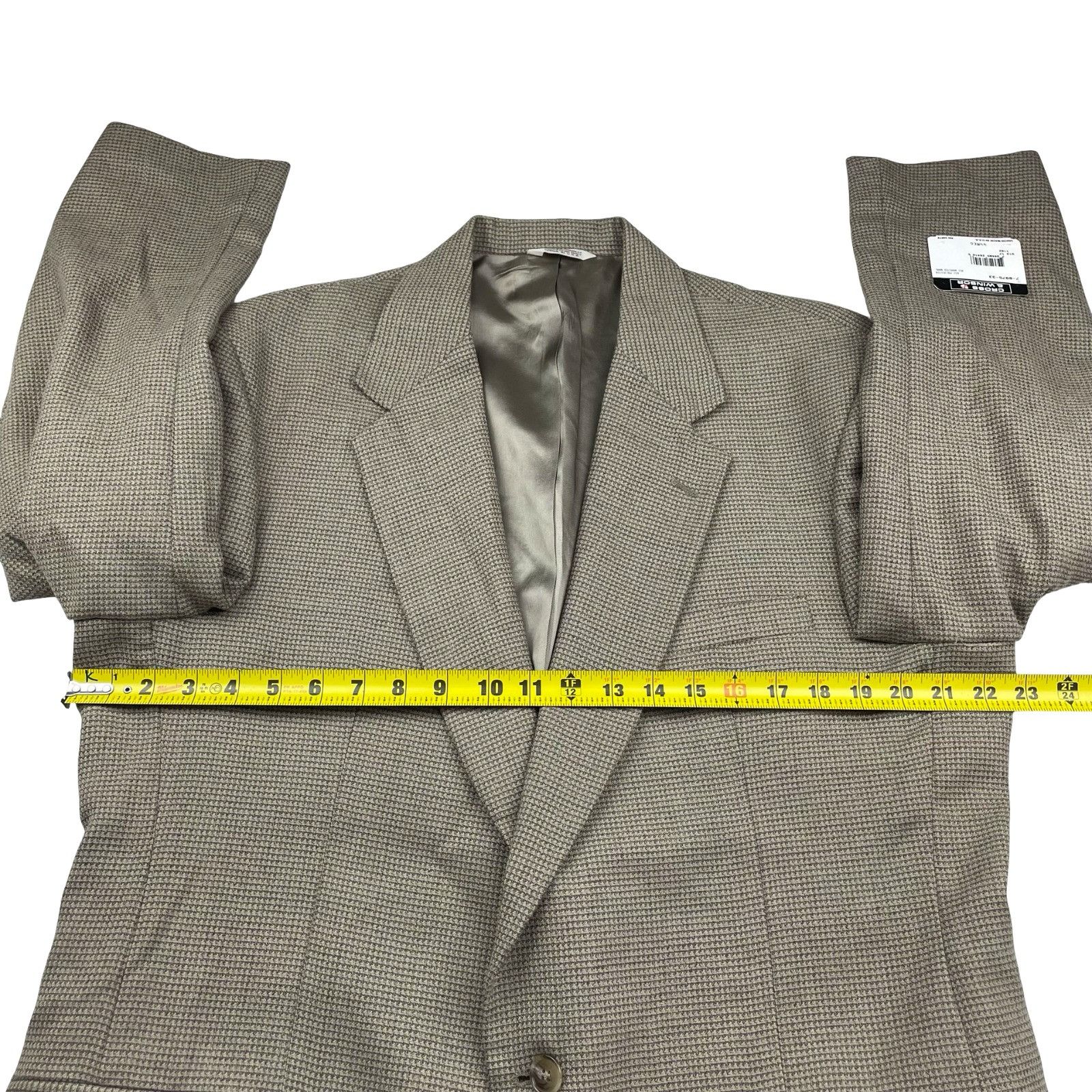 Other NEW Cross & Winsor Men's Wool Blend 2-Button Blazer Beige/Gr Size 44R - 9 Thumbnail