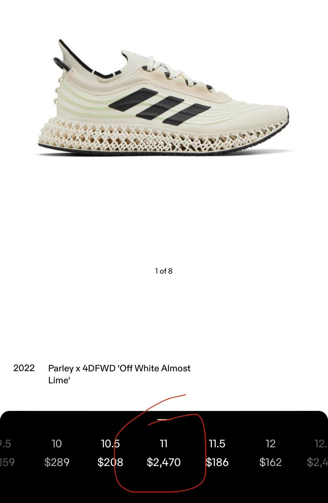 Adidas Adidas Parley x 4DFWD ‘Off-White Almost Lime’ Size US 11 / EU 44 - 2 Thumbnail