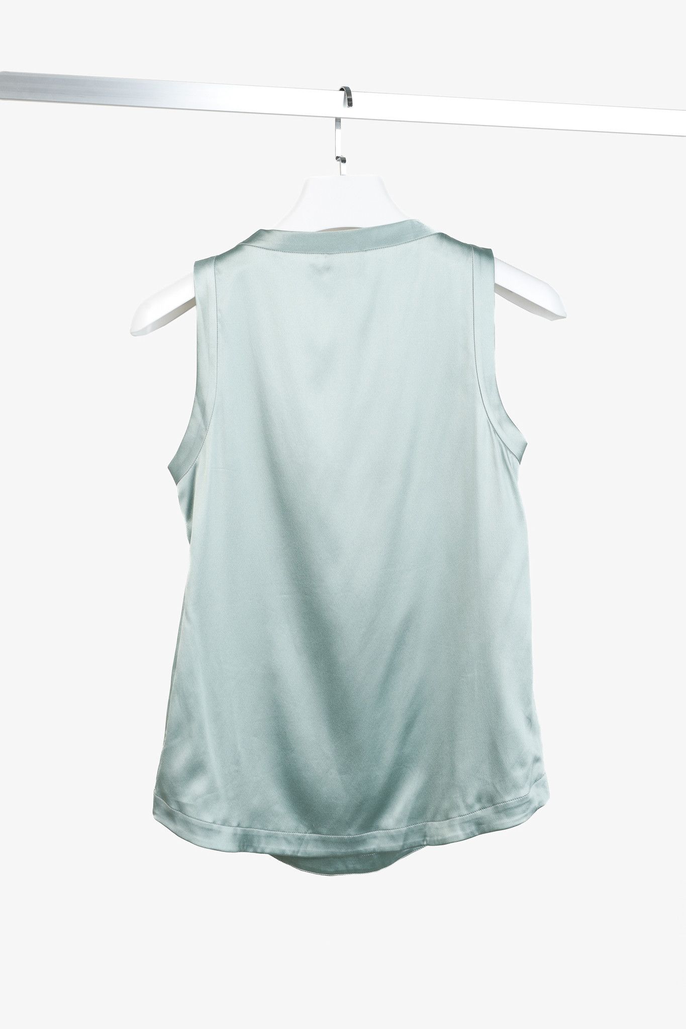 Brunello Cucinelli Brunello Cucinelli Mint Stretch Silk Satin Sleeveless Top Size S / US 4 / IT 40 - 2 Thumbnail