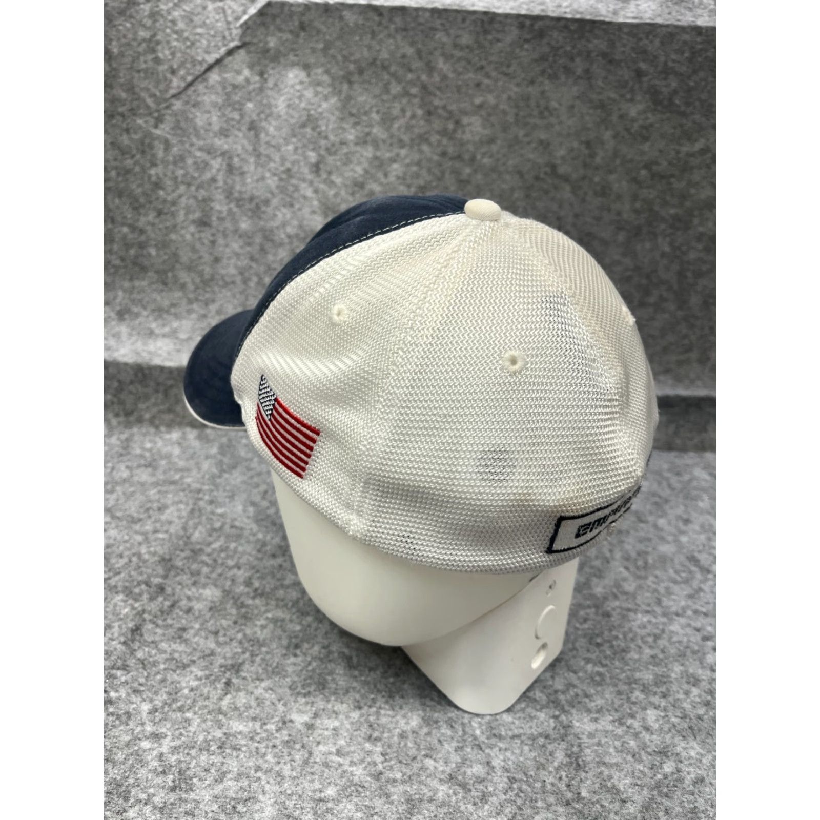 Vintage CAT Hat Cap Fitted Adult Blue Trucker Hat CAT Men Cotton Polyester Twill Work Logo Construction 90s? (Oops can't add) Size ONE SIZE - 5 Thumbnail