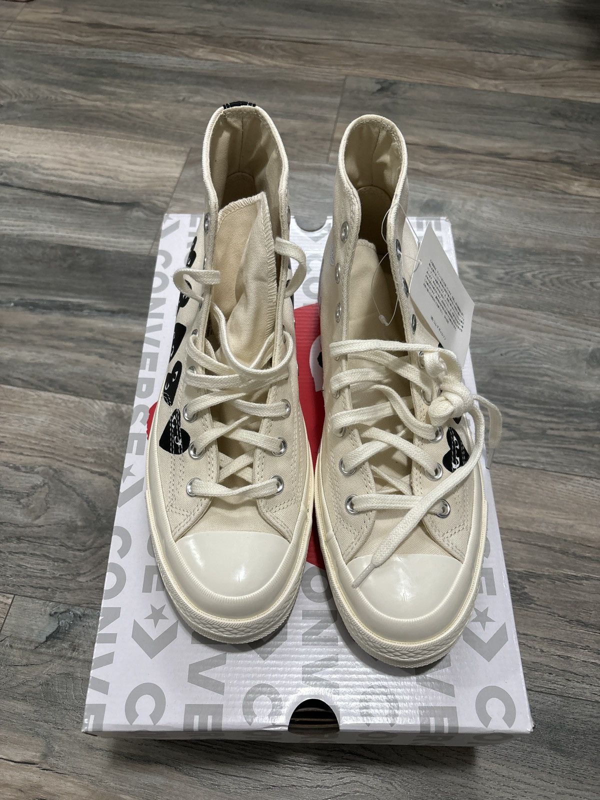 image of Comme Des Garcons x Converse Cdg Chuck 70 High Shoes in Cream/Black, Men's (Size 10)