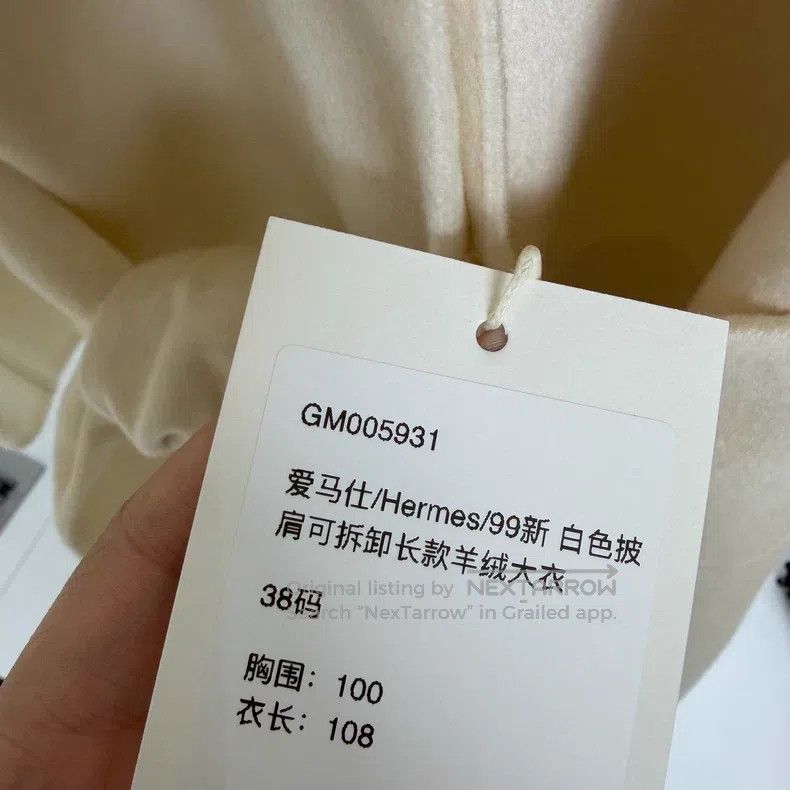 Hermes Hermes White detachable shawl long cashmere coat Size XS / US 0-2 / IT 36-38 - 5 Thumbnail